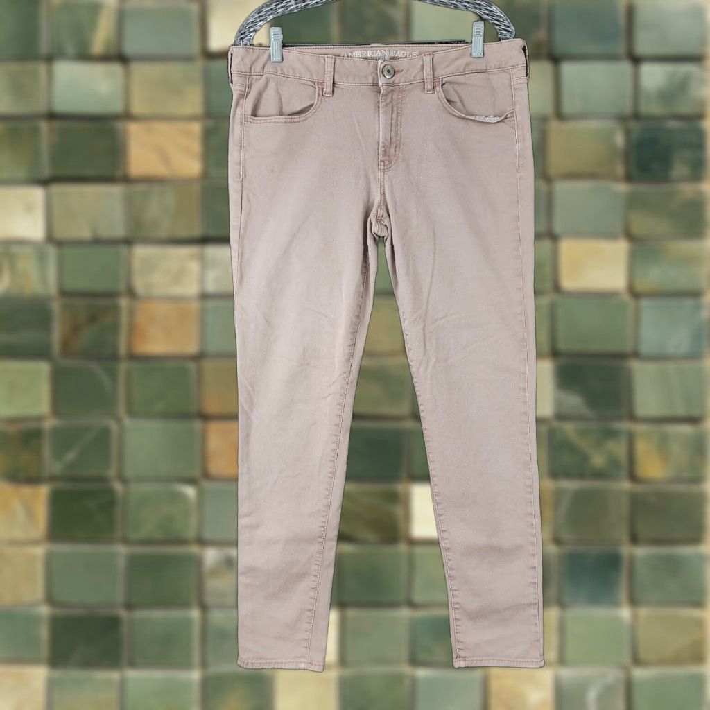 American Eagle Outfitters American Eagle Jeans Womens 14 Pink 34W x 28L Super Stretch Jeggings Size 36" / US 14 / IT 50 - 1 Thumbnail