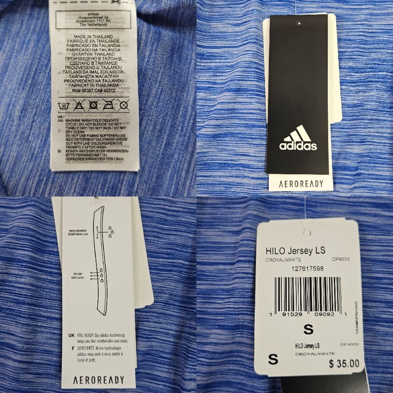 Adidas Adidas HILO Long Sleeve Volleyball Jersey S Blue Heathered Aeroready Size S / US 4 / IT 40 - 8 Thumbnail
