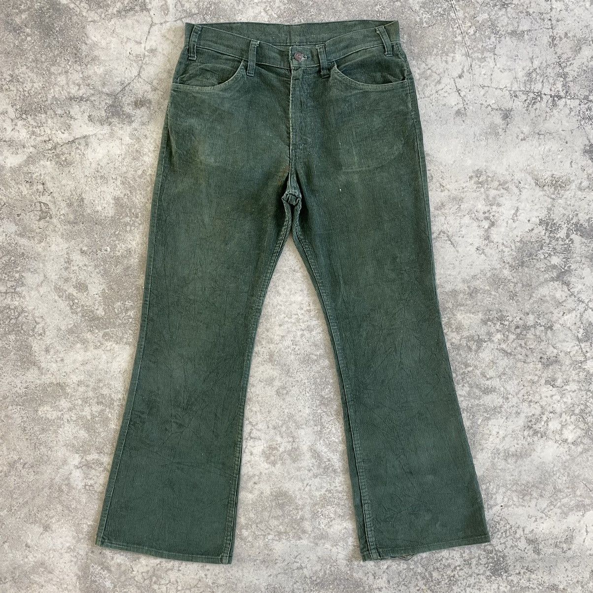 Levi's Vintage 1973 Levis 646 Faded Green Corduroy Flared Jeans Size US 31 - 2 Thumbnail