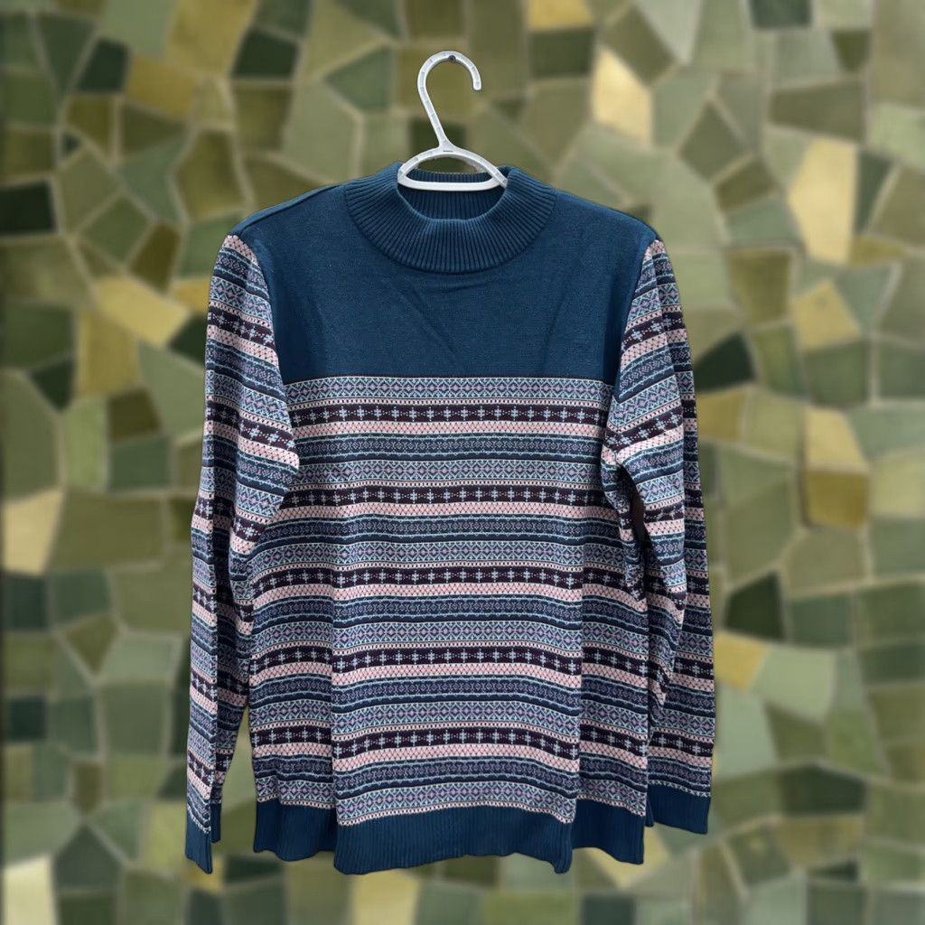 Altea The Tog Shop Womens Sweater Large Teal Fair Isle Long Sleeve Knit NWTs Size L / US 10 / IT 46 - 1 Thumbnail