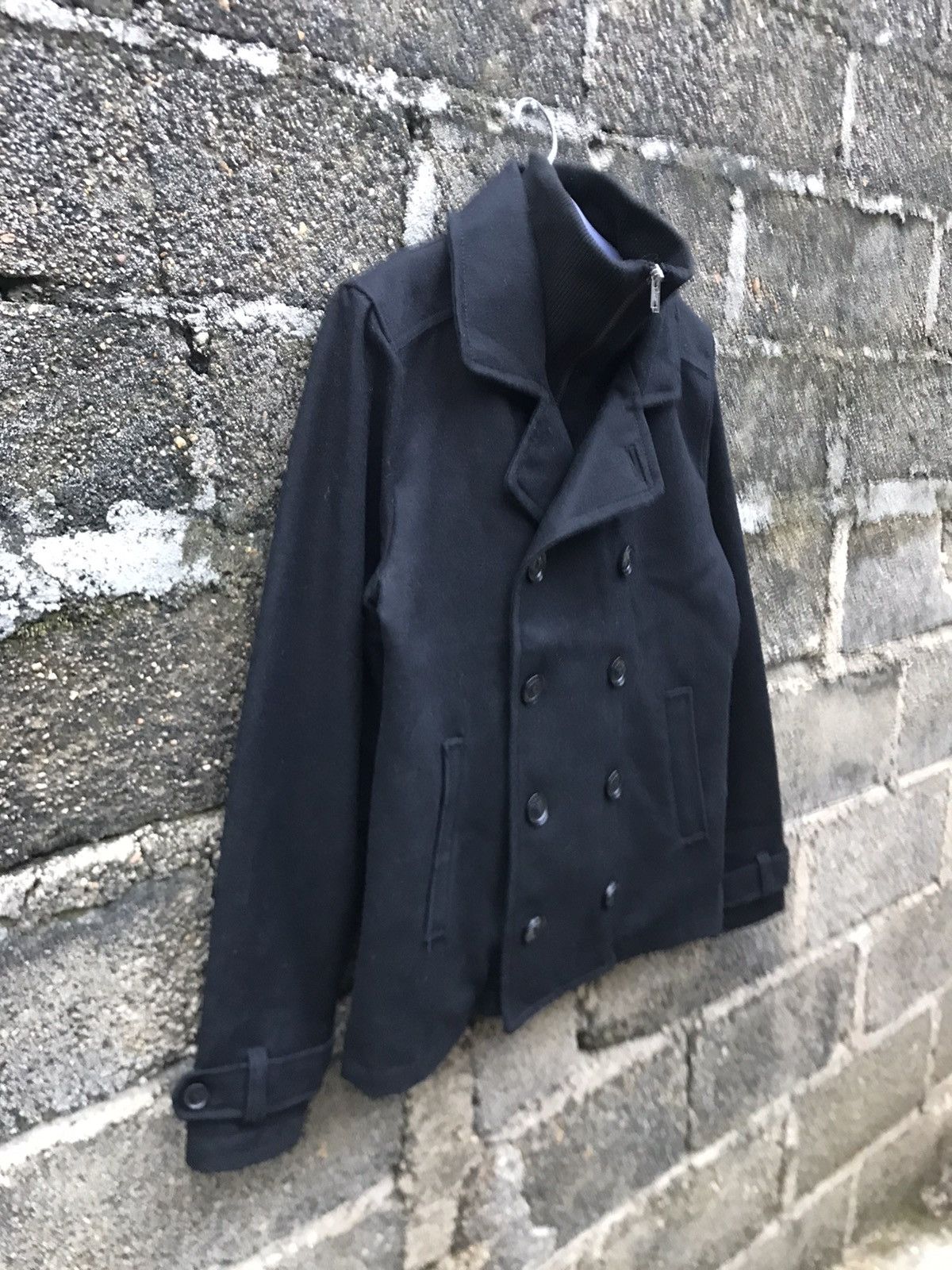H&M × Japanese Brand × Seditionaries 🌟H&M Black Wool Zip Peacoat Double Breasted Size US S / EU 44-46 / 1 - 5 Thumbnail