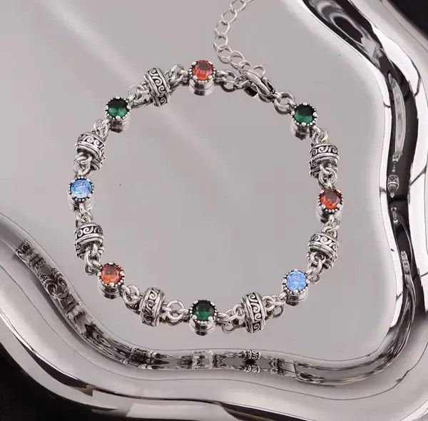 VIBE Colorful Crystal 925 Sterling Silver Female Bracelet Size ONE SIZE - 3 Thumbnail