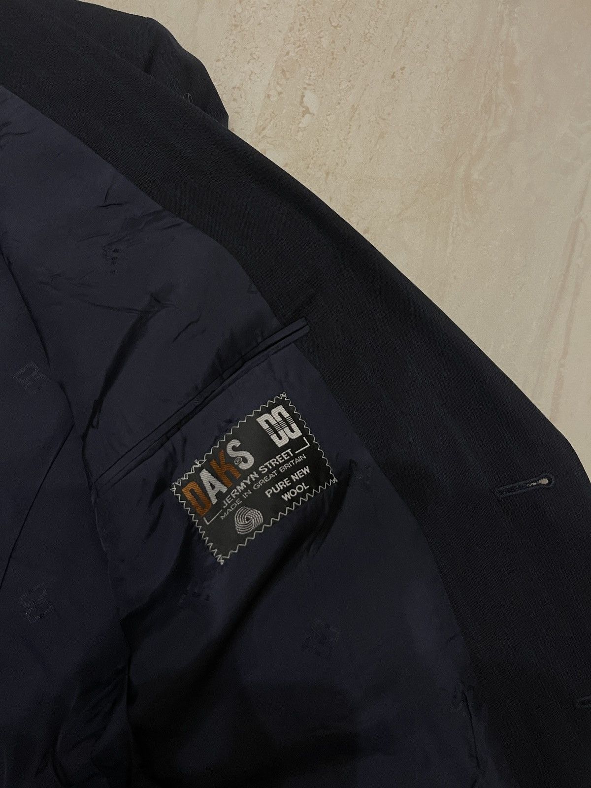 DAKS Daks wool blue blazer classic jacket sport coat men’s 90s Size 42S - 6 Thumbnail