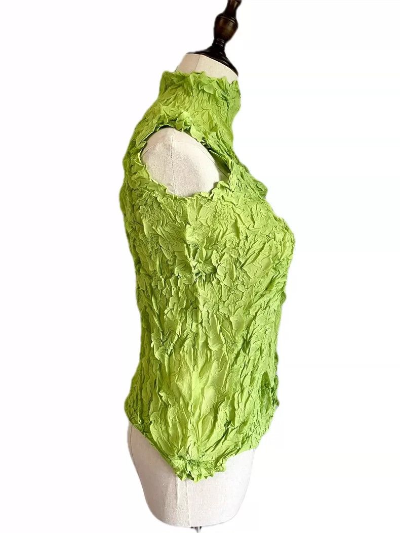 Issey Miyake Issey Miyake Yellow-green high-neck sleeveless mainline pe Size M / US 6-8 / IT 42-44 - 3 Thumbnail