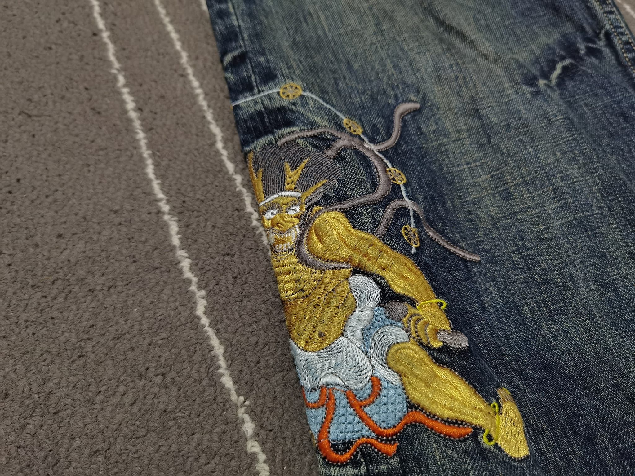 Japanese Brand Wagara raijin and fujin denim w27 2121 Size US 27 - 6 Thumbnail