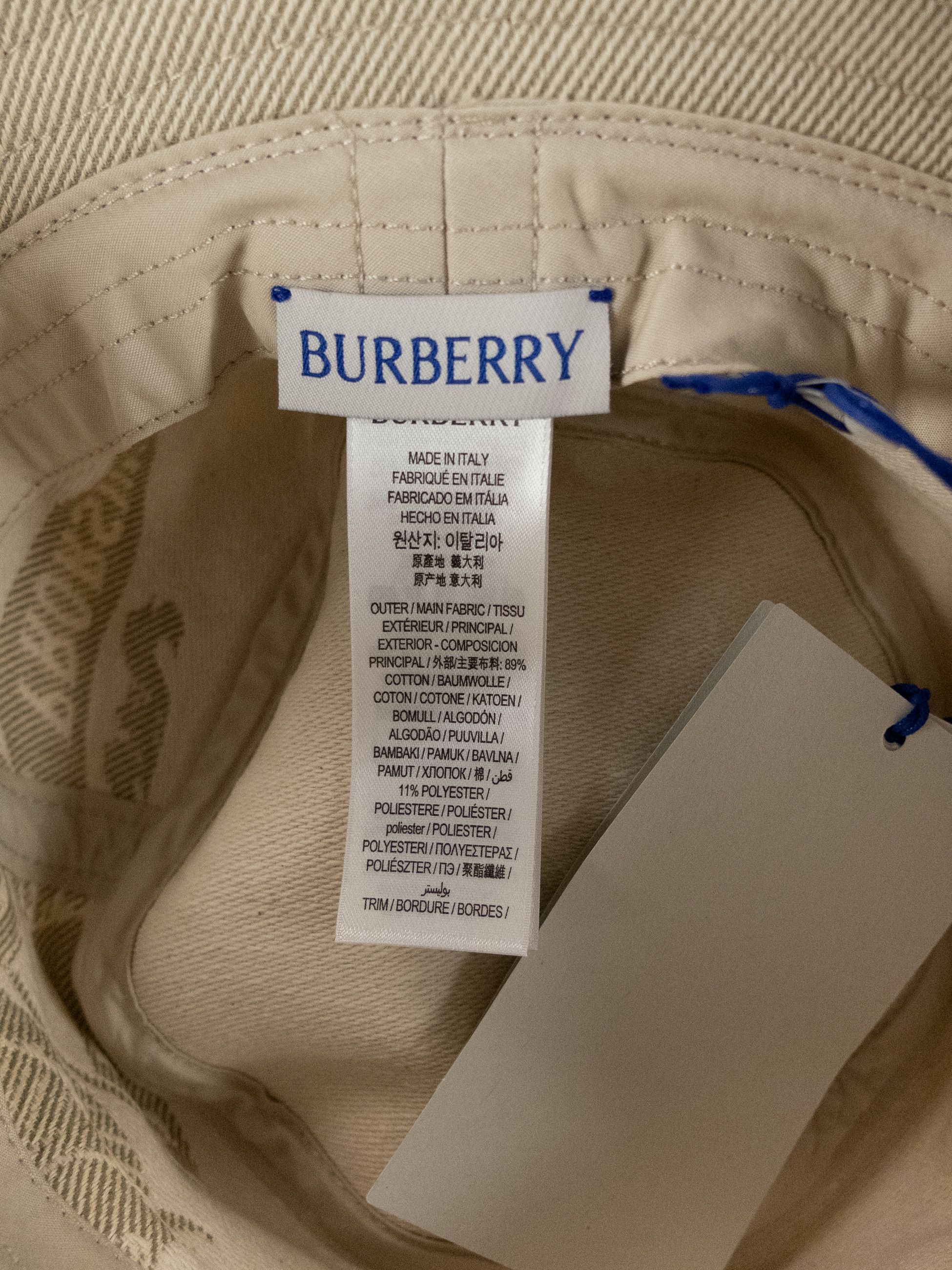 Burberry BURBERRY beige EKD knight logo cotton bucket hat Medium Size ONE SIZE - 9 Thumbnail
