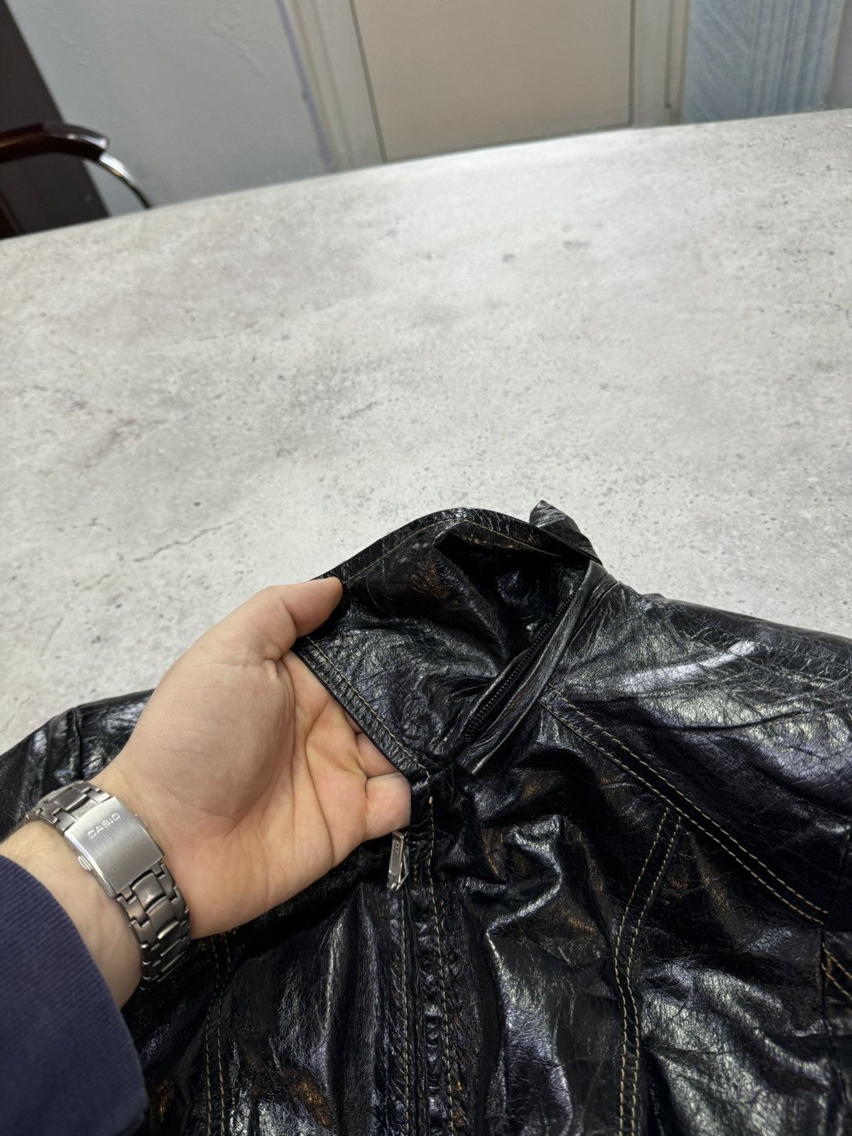 Yohji Yamamoto Vintage Patent Leather Fur Hood Jacket Size US S / EU 44-46 / 1 - 9 Thumbnail