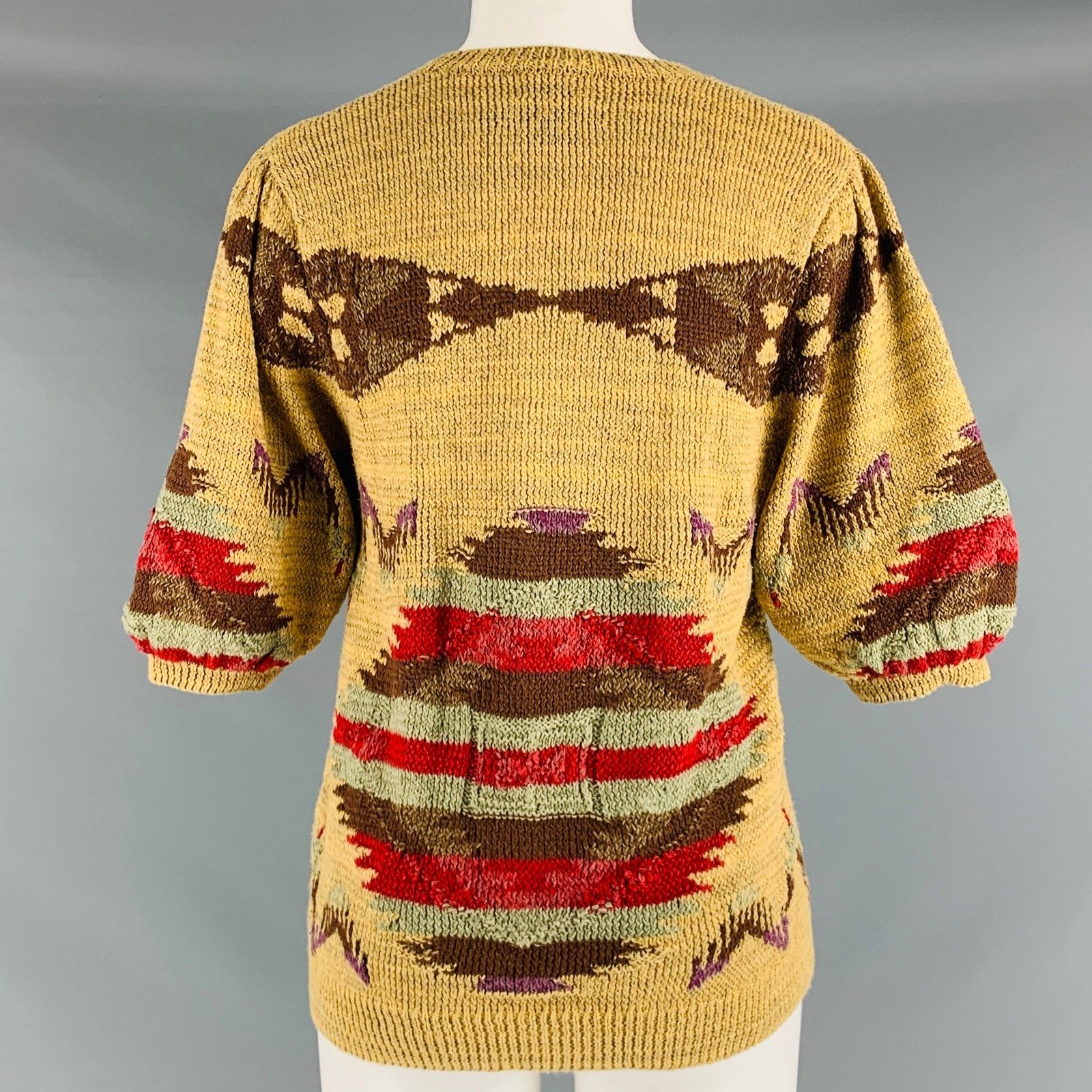 Ralph Lauren Size L Multi-Color Linen Blend Knitted V-Neck Casual Top Size L / US 10 / IT 46 - 3 Thumbnail
