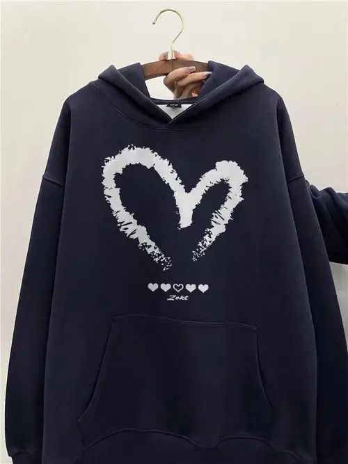 VIBE Hip Hop Love Print Thickened Loose XXL Hooded Sweatshirt Size US XXL / EU 58 / 5 - 6 Thumbnail