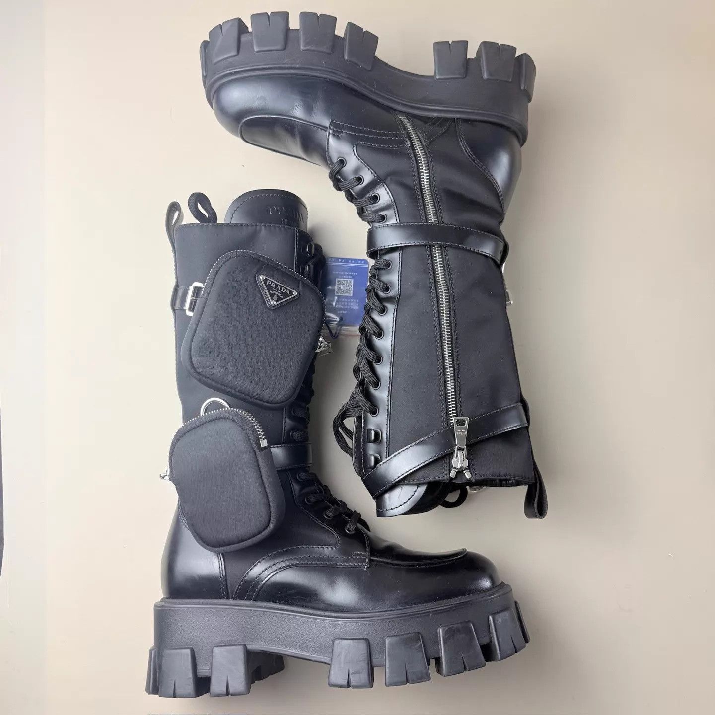 Prada Prada Black Tactical Mid-Calf Boots w/ Triangle Logo 36.5 Size US 6 / IT 36 - 4 Thumbnail