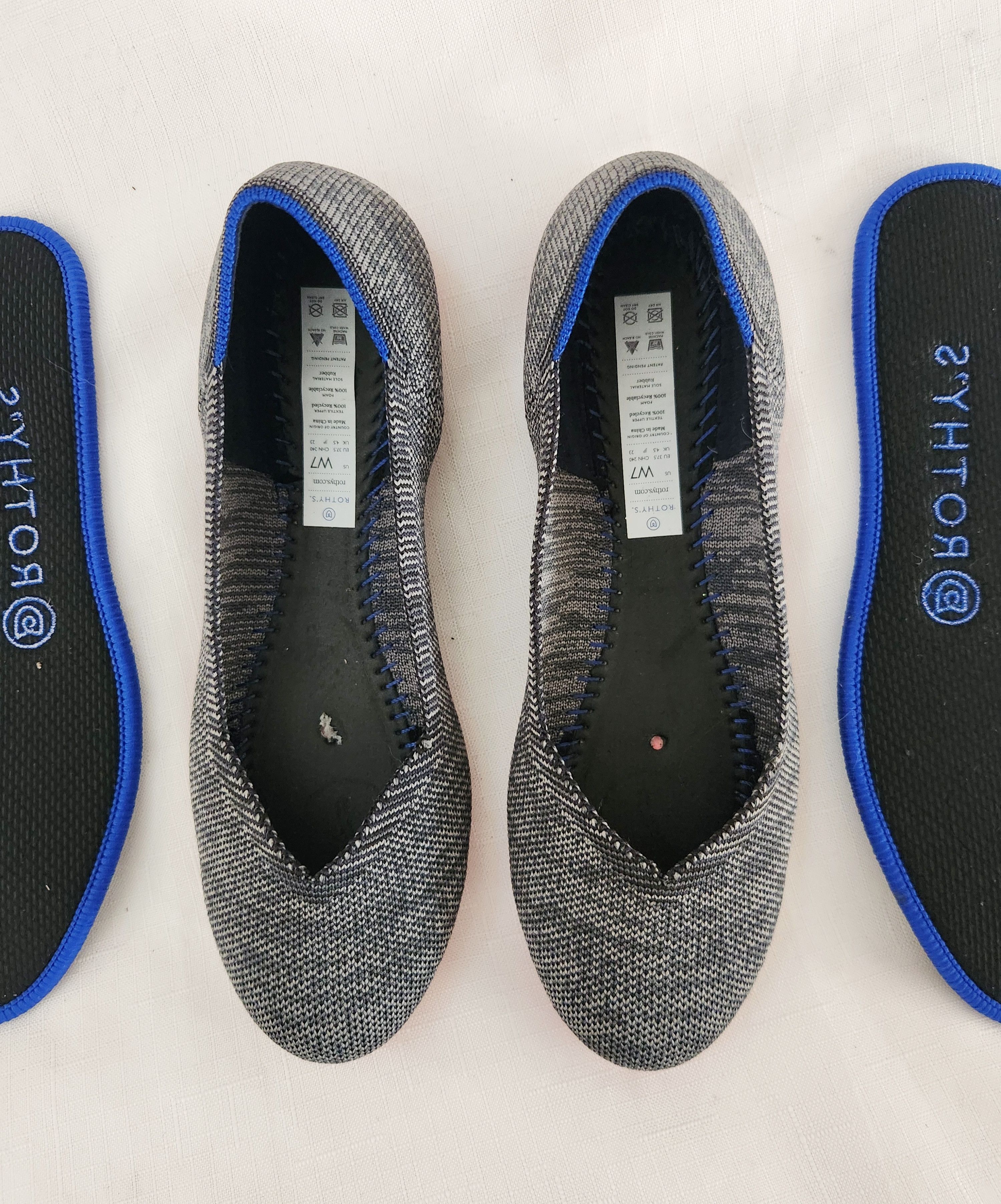Designer ROTHY’S “THE FLAT” Charcoal Birdseye Knit Round Toe SlipOn 7 Size US 7 / IT 37 - 8 Thumbnail