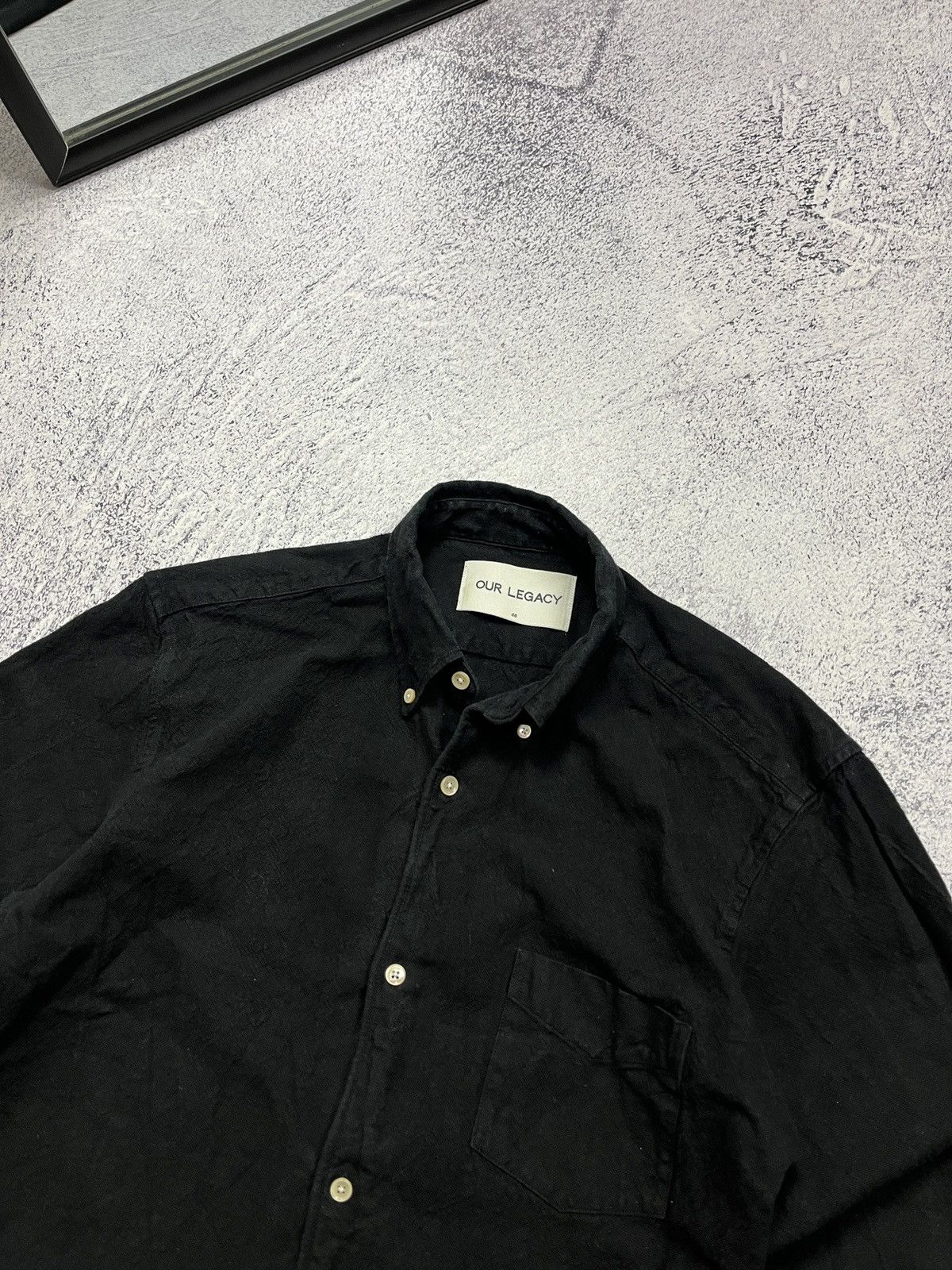 Our Legacy Our Legacy Black Cotton-Linen Overdyed Button Up Shirt Size US M / EU 48-50 / 2 - 6 Thumbnail