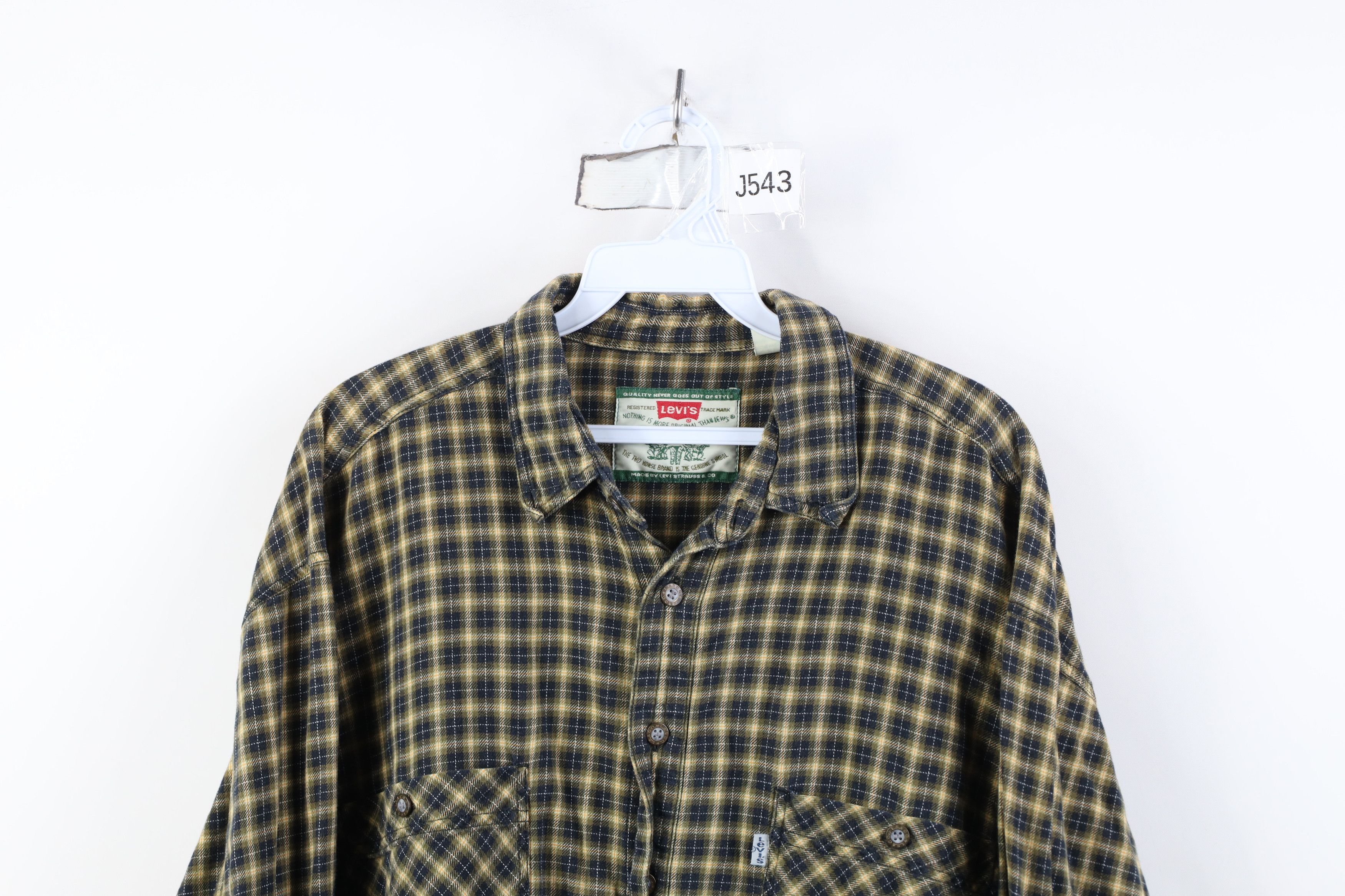 Levi's Vintage 90s Levis Baggy Flannel Collared Button Shirt Plaid Size US XL / EU 56 / 4 - 2 Thumbnail