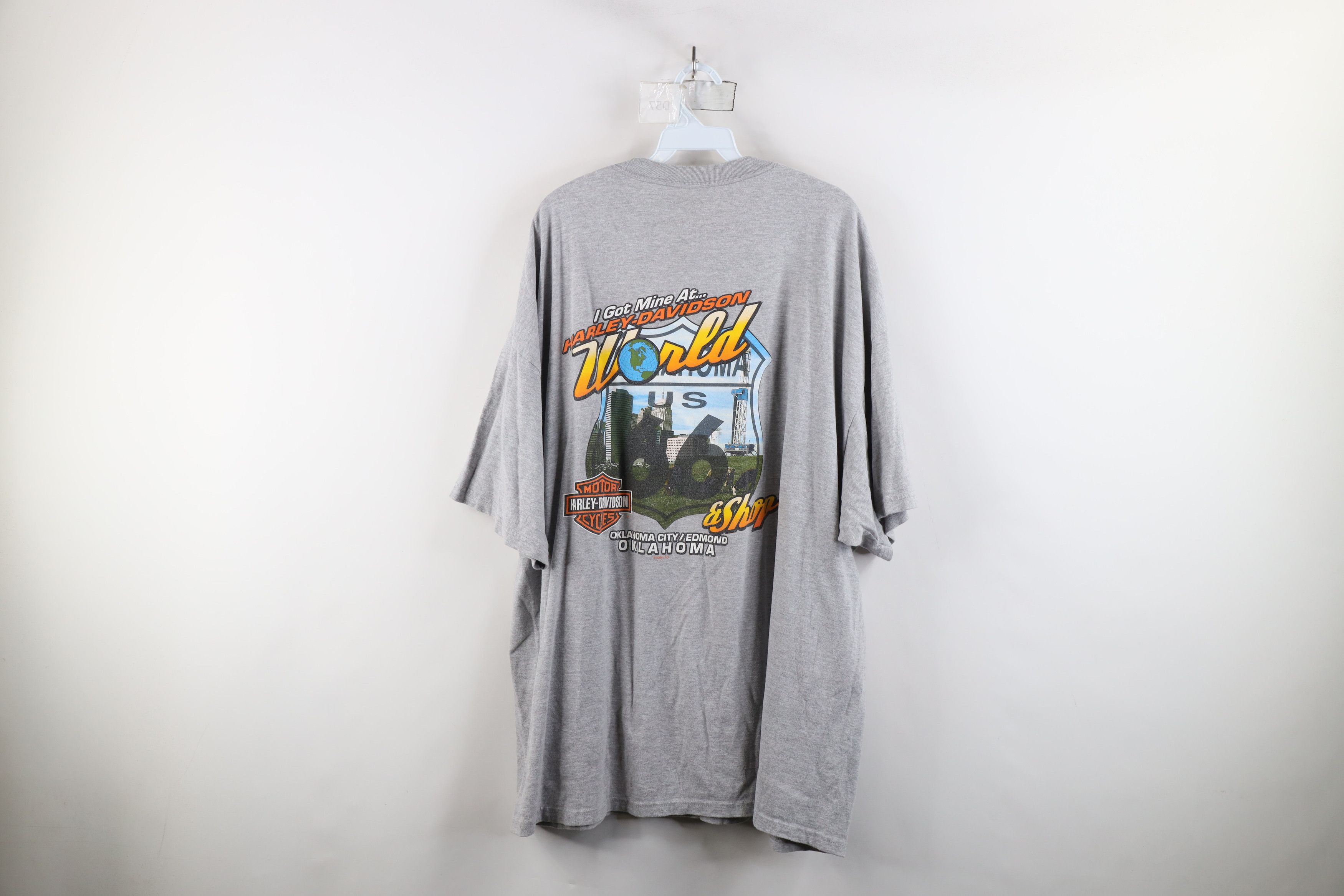 Harley Davidson × Vintage Vintage Y2K Harley Davidson World Oklahoma T-Shirt Gray Size US XXL / EU 58 / 5 - 12 Thumbnail