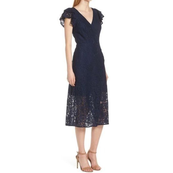 Other ALI & JAY Dress XS Lace and Paper Flowers Wrap Midi Ruffle Size XS / US 0-2 / IT 36-38 - 3 Thumbnail
