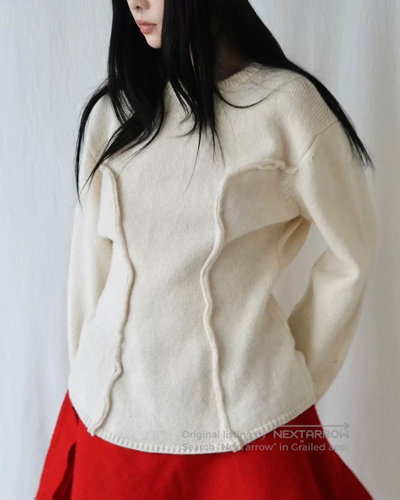 CDG by Comme des Garcons Cream Oversized Wool Sweater. Size M / US 6-8 / IT 42-44 - 1 Thumbnail