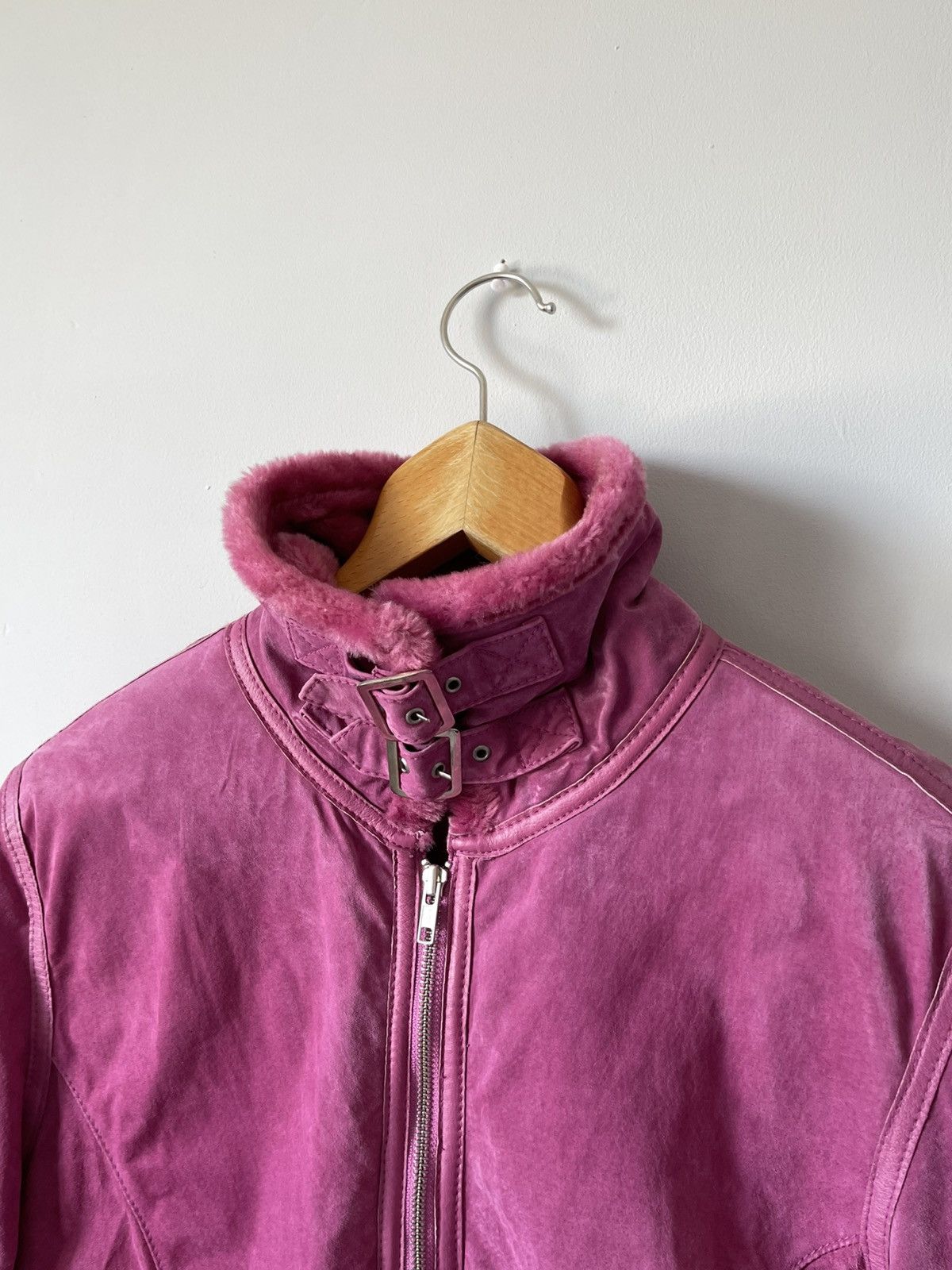 Japanese Brand Vintage Y2k Faux Fur Pink Suede Leather Japan Archive Jacket Size L / US 10 / IT 46 - 6 Thumbnail