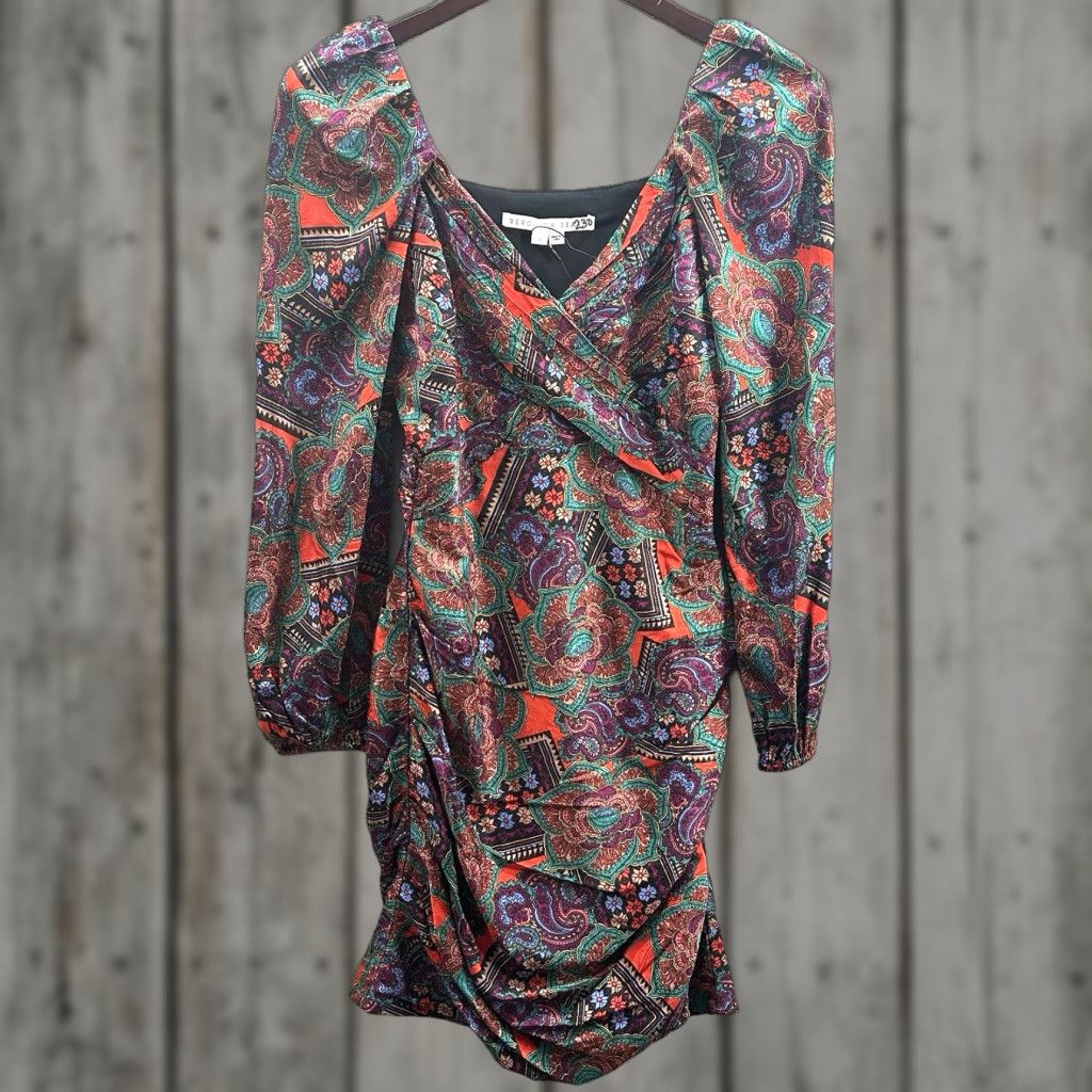 Veronica Beard Veronica Beard Bellino Dress Womens 0 Silk Long Sleeve Paisley Mini Boho Cottage Red Size XS / US 0-2 / IT 36-38 - 1 Thumbnail