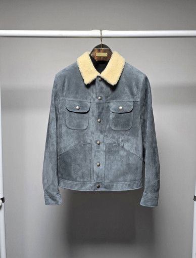 Tom Ford o1sm1stk0824 Suede Jacket in Blue Gray Size US M / EU 48-50 / 2 - 1 Thumbnail