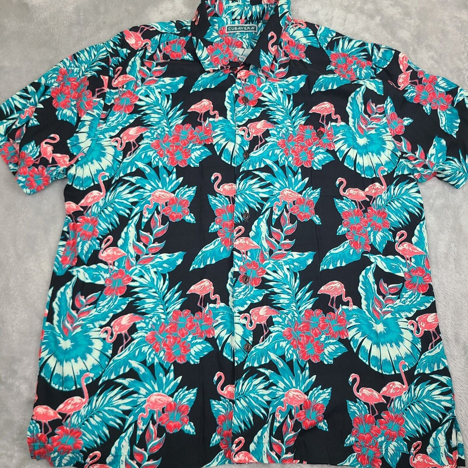 Cubavera Cubavera Flamingo Beach Party Button Down Black Mens Size X- Size US XL / EU 56 / 4 - 1 Thumbnail