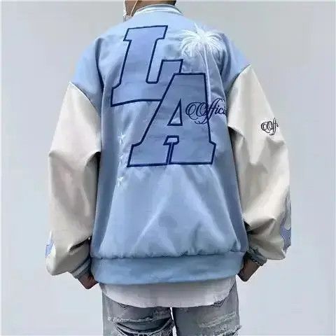 VIBE L..A Palm Tree Patch Graphic Blue Varsity Jacket Size US XL / EU 56 / 4 - 4 Thumbnail