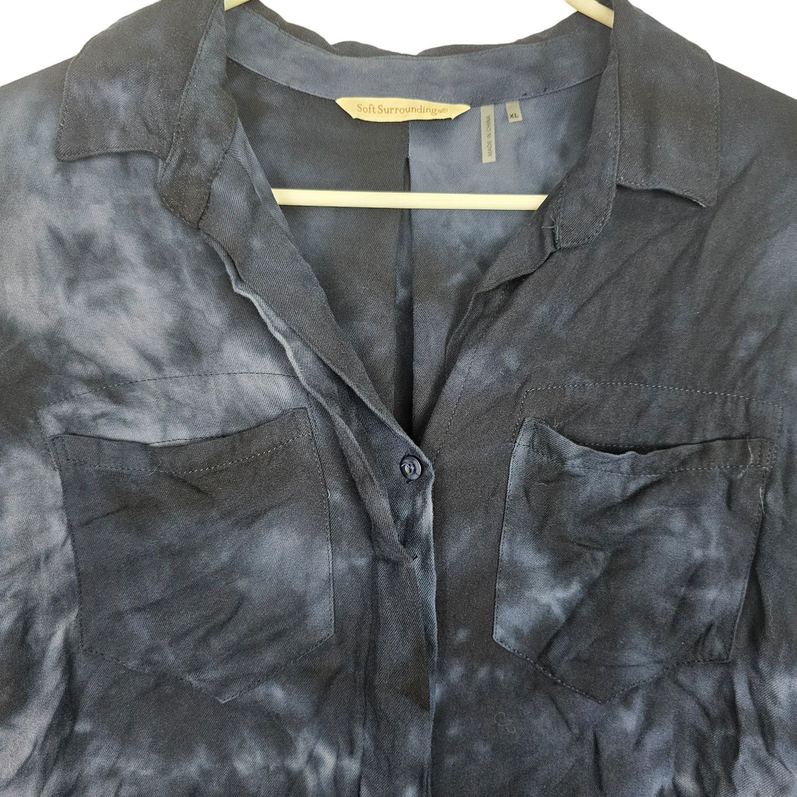 Soft Surroundings Soft Surroundings Blue Tie Dye Button Shirt XL Boho Coastal Size XL / US 12-14 / IT 48-50 - 2 Thumbnail