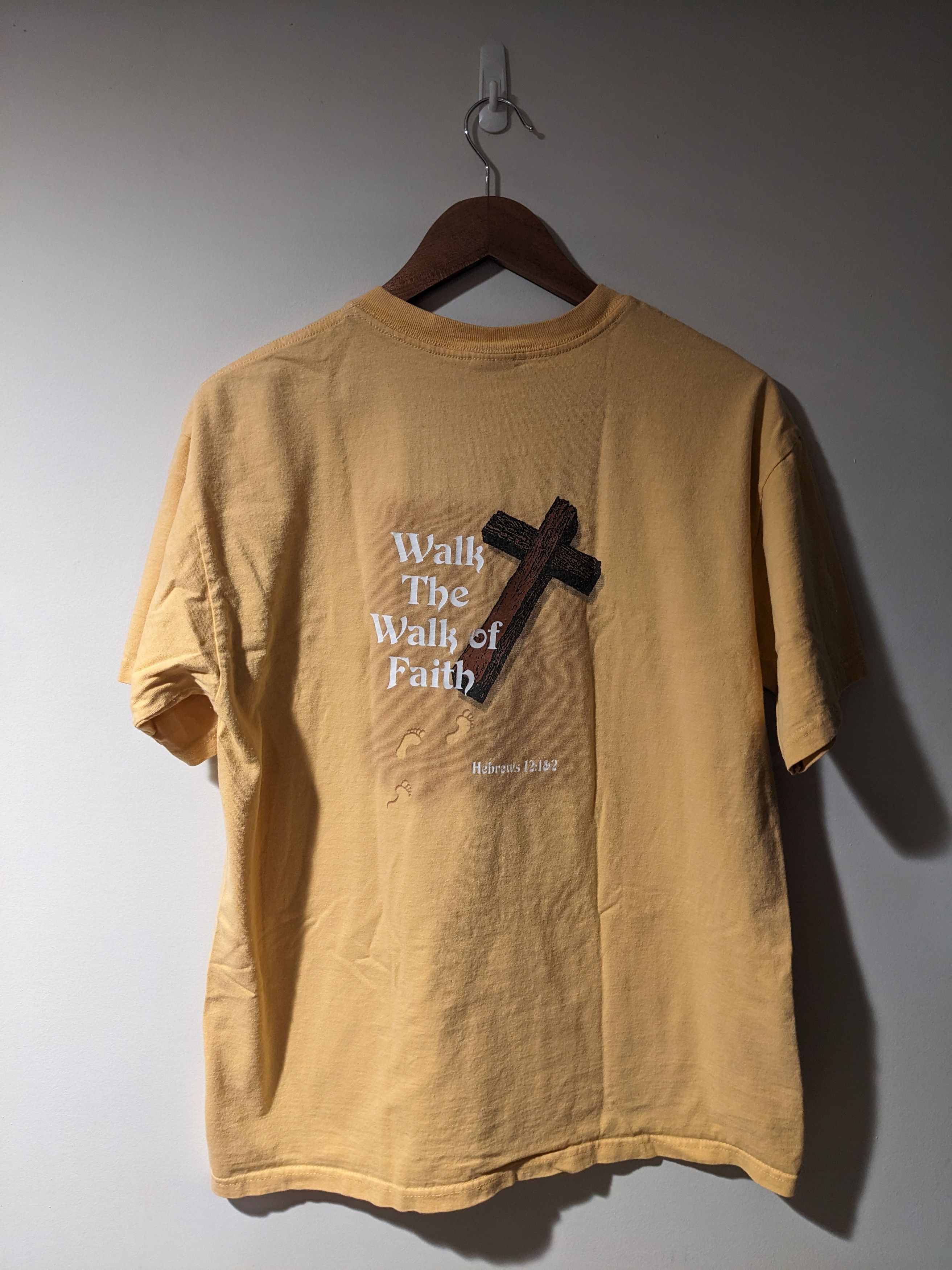 Vintage Vintage 90s Walk the Walk of Faith Jesus Religion T-Shirt Size US L / EU 52-54 / 3 - 1 Thumbnail