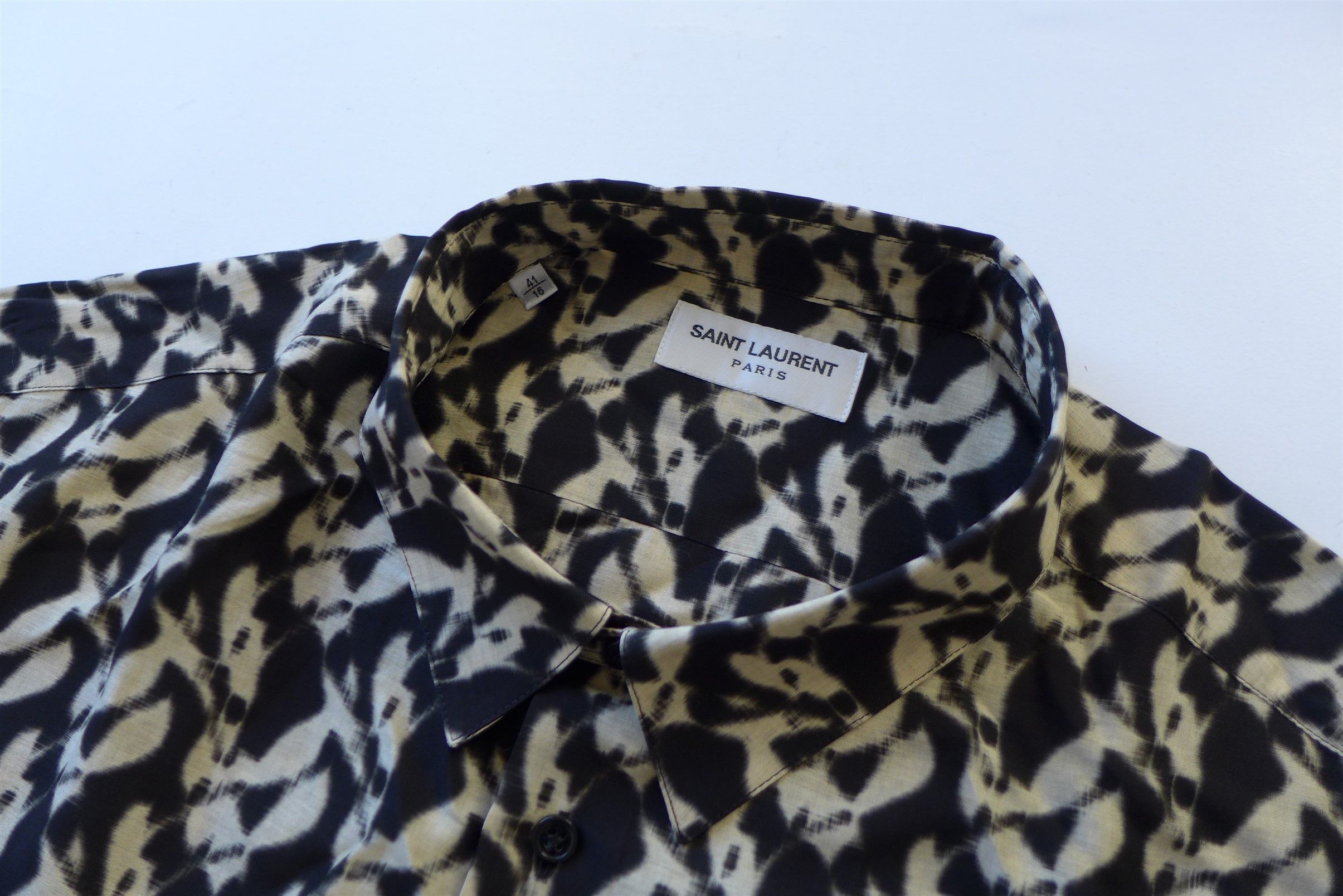 Saint Laurent Paris Saint Laurent Abstract Print Shirt - Noir & Sable Voile Size US M / EU 48-50 / 2 - 9 Thumbnail