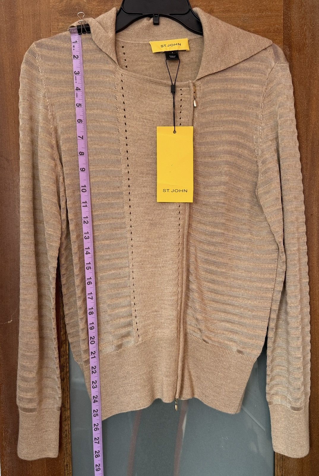 St. John St. John Women’s Neutral Dark Camel Wool Blend Zip Cardigan Size S / US 4 / IT 40 - 8 Thumbnail