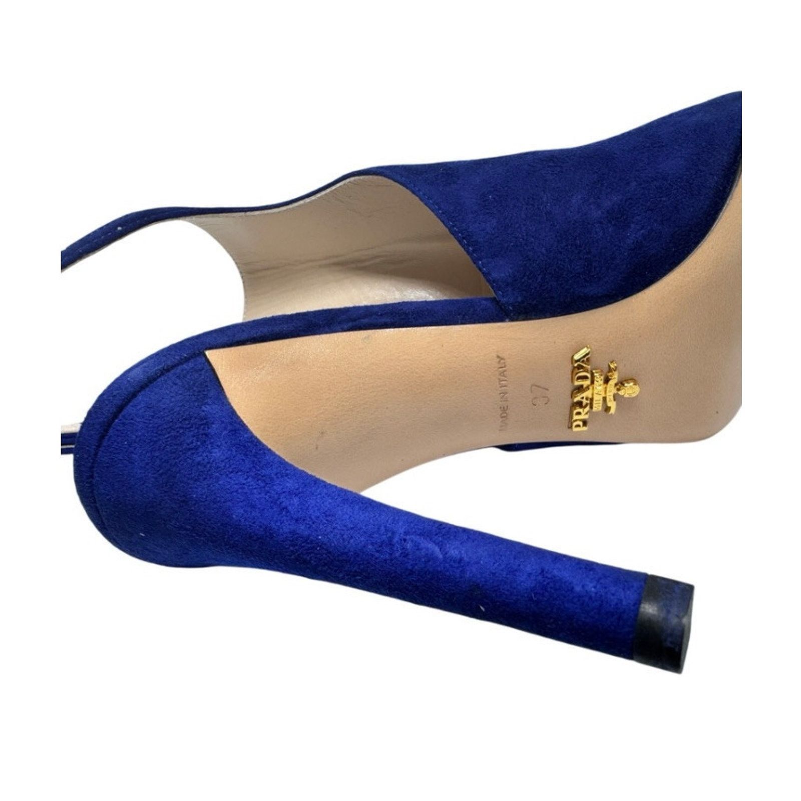 Miu Miu PRADA NAVY BLUE SUEDE MULE ANKLE HIGH HEEL SHOES 37 7 Size US 7 / IT 37 - 6 Thumbnail