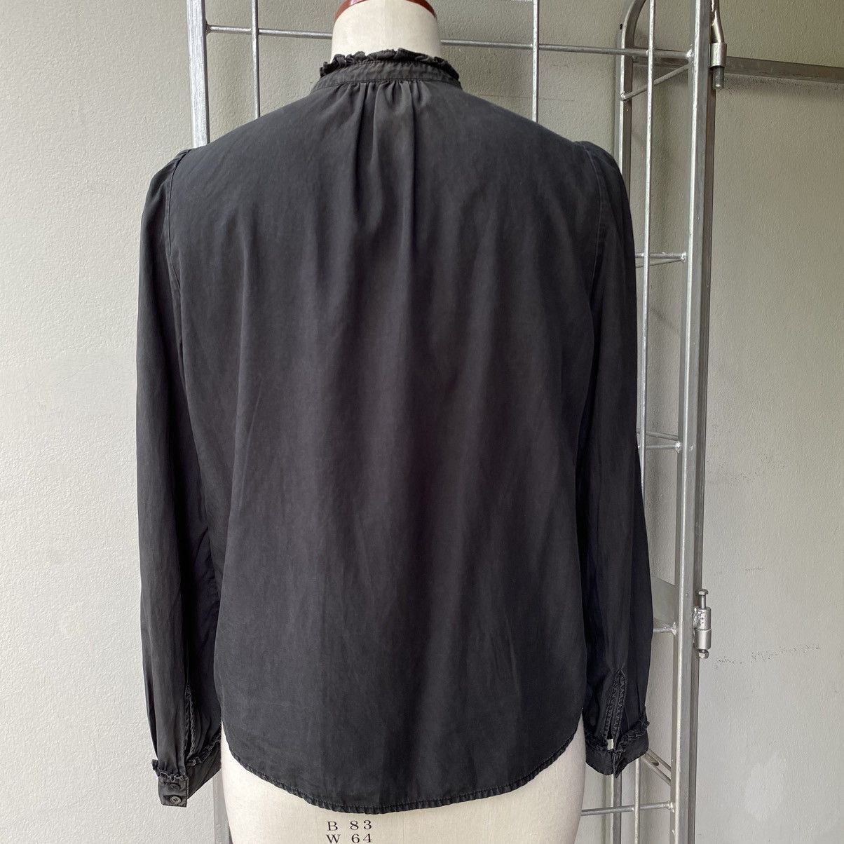Japanese Brand LA MARINE FRANÇAISE Black Ruffle Collar Puff Shoulder Shirt Size M / US 6-8 / IT 42-44 - 19 Thumbnail