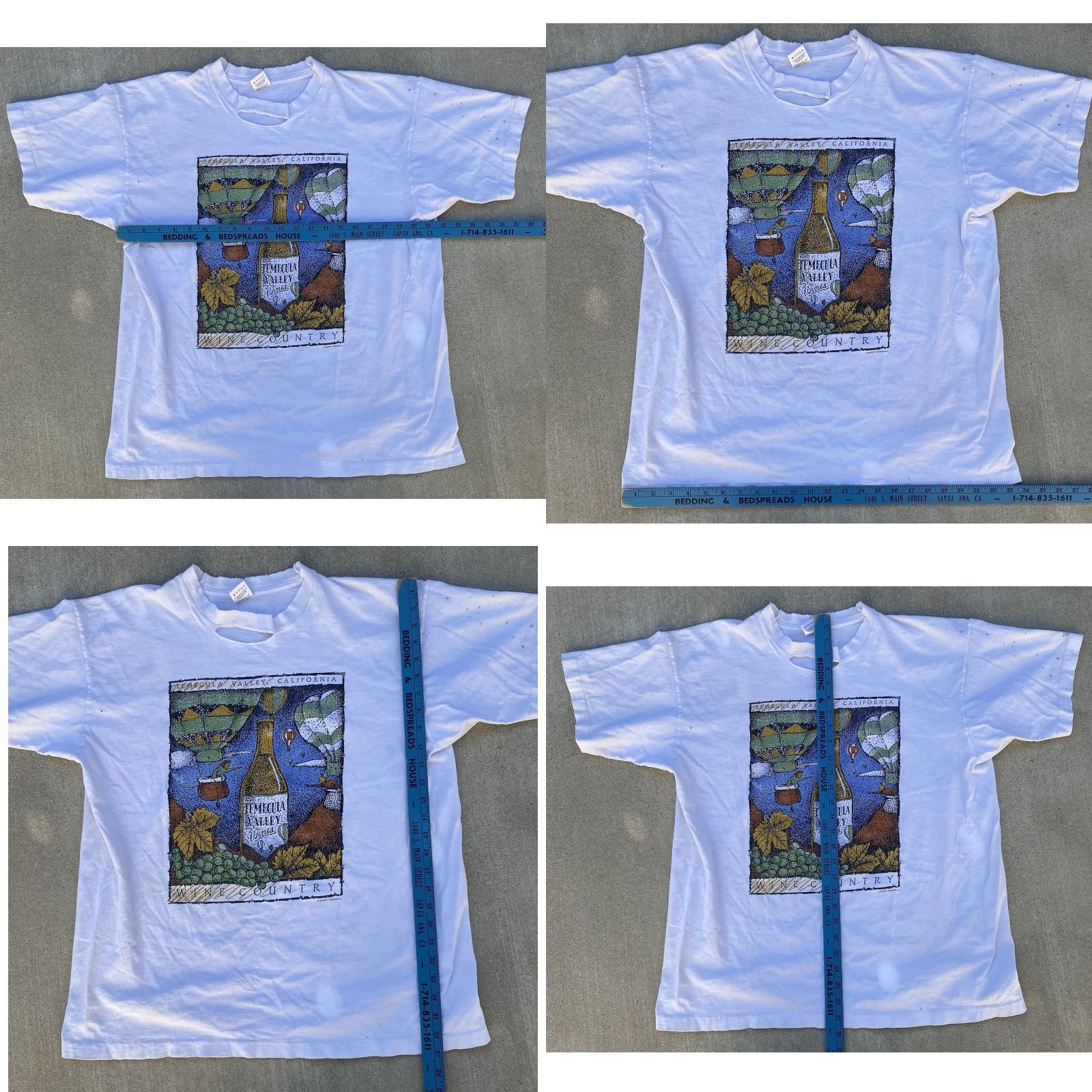 Fruit Of The Loom VINTAGE Fruit of the Loom T-Shirt White XL Temecula Valley California Wine Country Graphic Print Thrashed Holes Short Sleeve Mens Vintage Size US XL / EU 56 / 4 - 11 Thumbnail