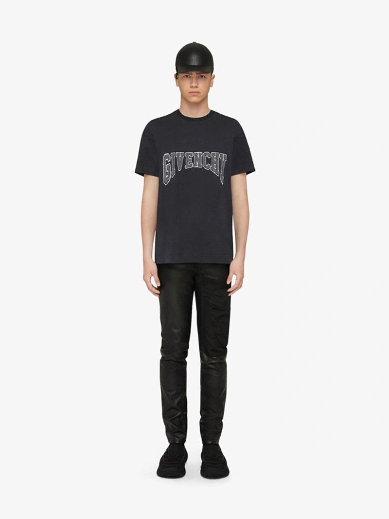 Givenchy Washed Black Cheneille Patch College Logo T-Shirt Size US XS / EU 42 / 0 - 2 Thumbnail