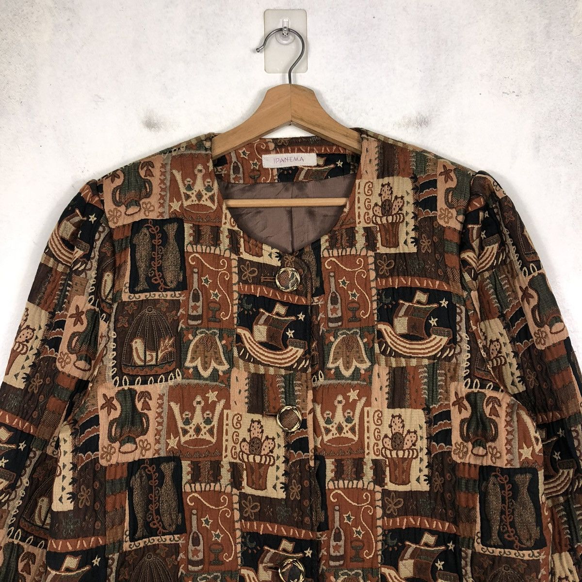 Japanese Brand 📌VINTAGE BIKER JACKET BUTTON PATCHWORK IPANEMA ISSEY MIYAKE Size M / US 6-8 / IT 42-44 - 5 Thumbnail