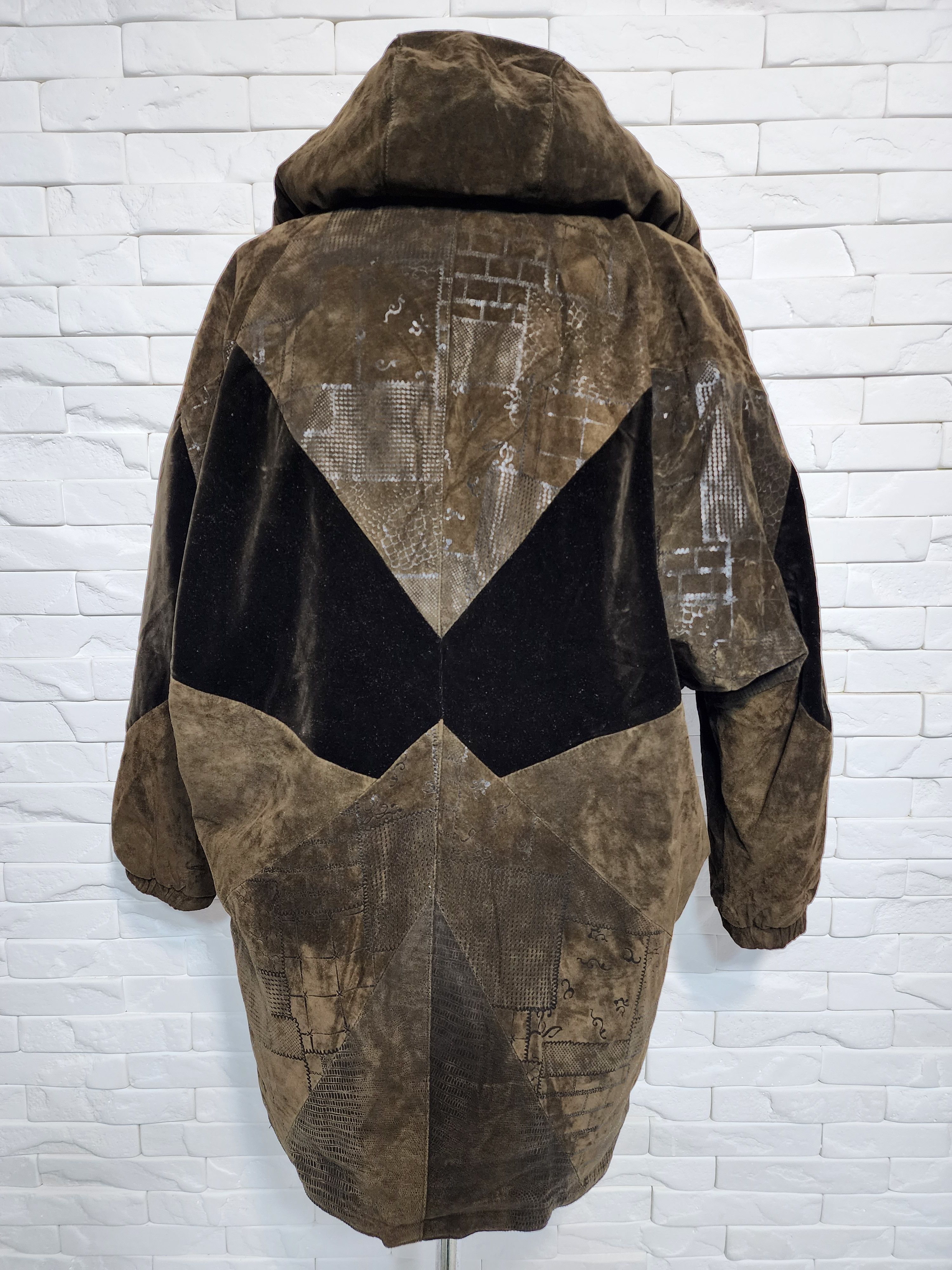 Genuine Leather Vintage Brown Suede Leather Jacket With Hood Size XXL / US 16-18 / IT 52-54 - 5 Thumbnail