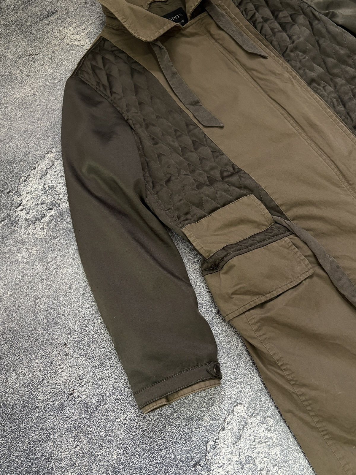 Allsaints AllSaints Fife Military Khaki Mixed Media Parka Jacket 8/4 Size S / US 4 / IT 40 - 6 Thumbnail