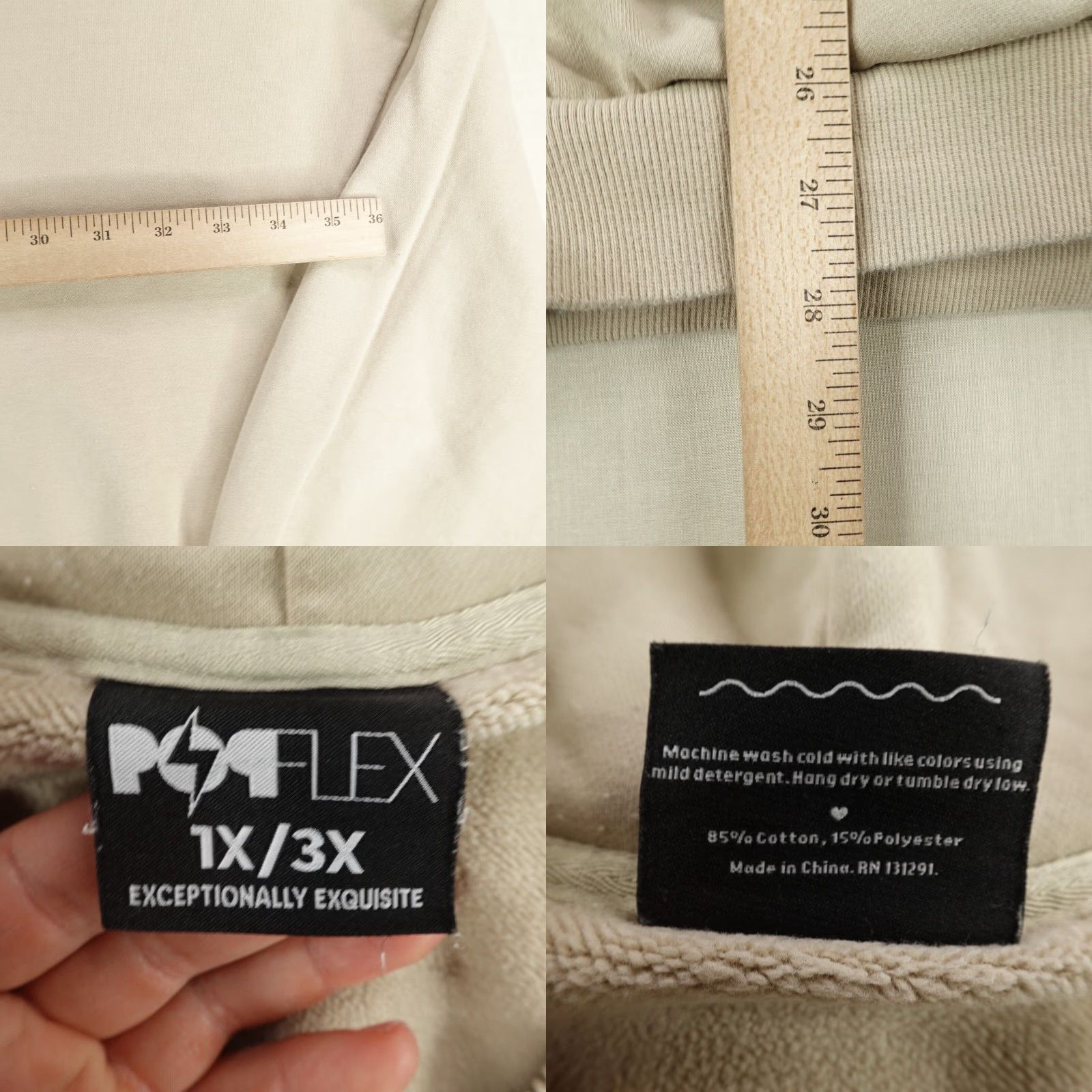 Vintage VINTAGE Popflex Hoodie Womens 1X/3X Plus Beige Full Zip Up Sweater Sweatshirt Jacket Size XXL / US 16-18 / IT 52-54 - 8 Thumbnail