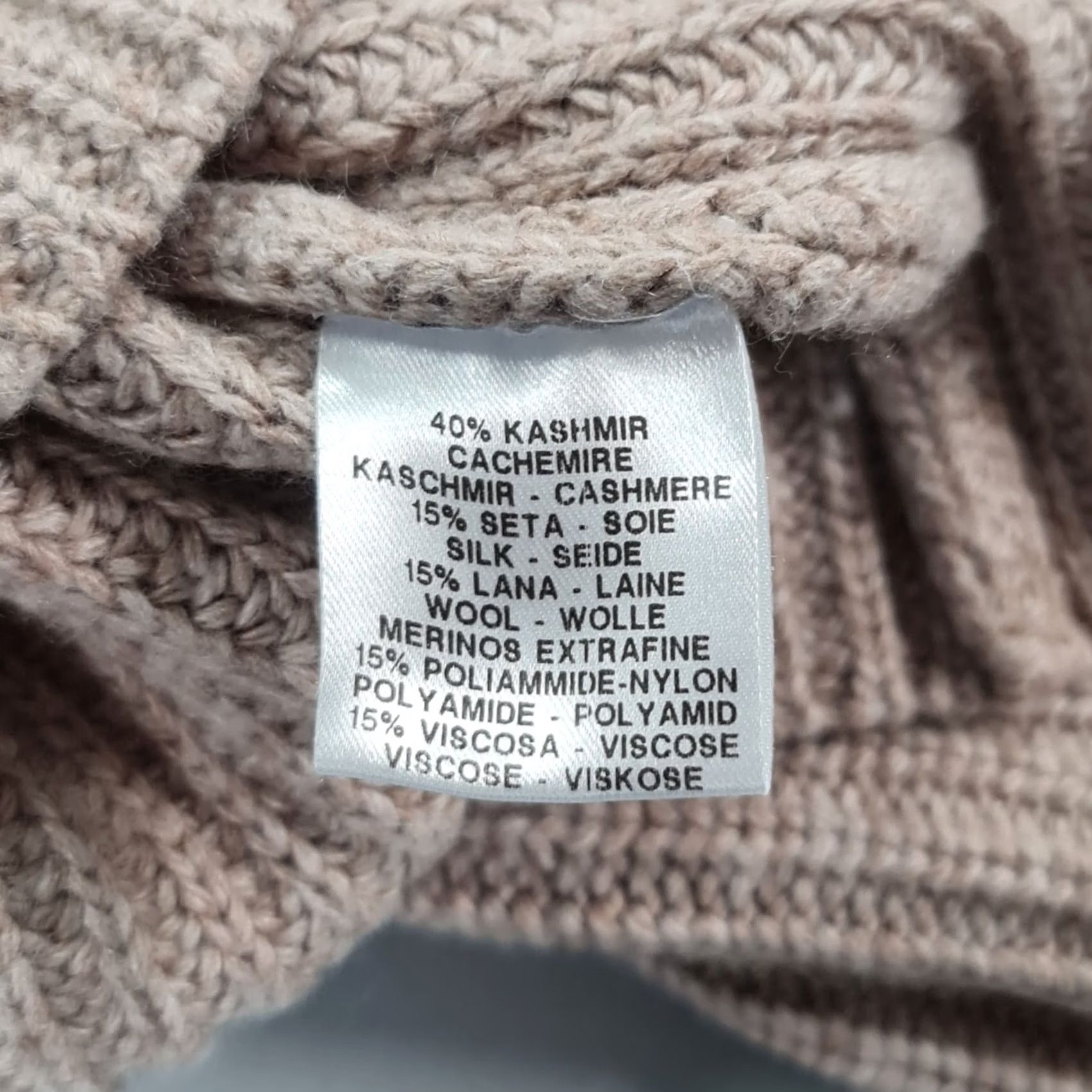 Vintage Cashmere Silk Company Jumper Women Small Beige Mock Neck Knit Pullover Size S / US 4 / IT 40 - 7 Thumbnail