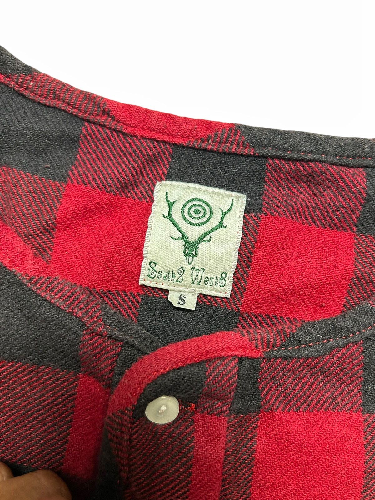 South2 West8 South2 West8 S2W8 Nepenthes Plaid Flannel Collarless Shirt Size US L / EU 52-54 / 3 - 7 Thumbnail