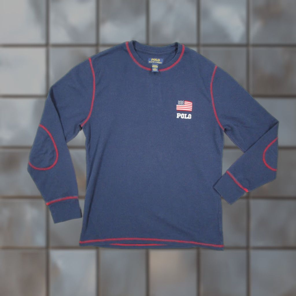Polo Ralph Lauren Polo Ralph Lauren Shirt Mens Large Blue Long Sleeve USA Flag Waffle Thermal Top Vintage? No Size US L / EU 52-54 / 3 - 1 Thumbnail
