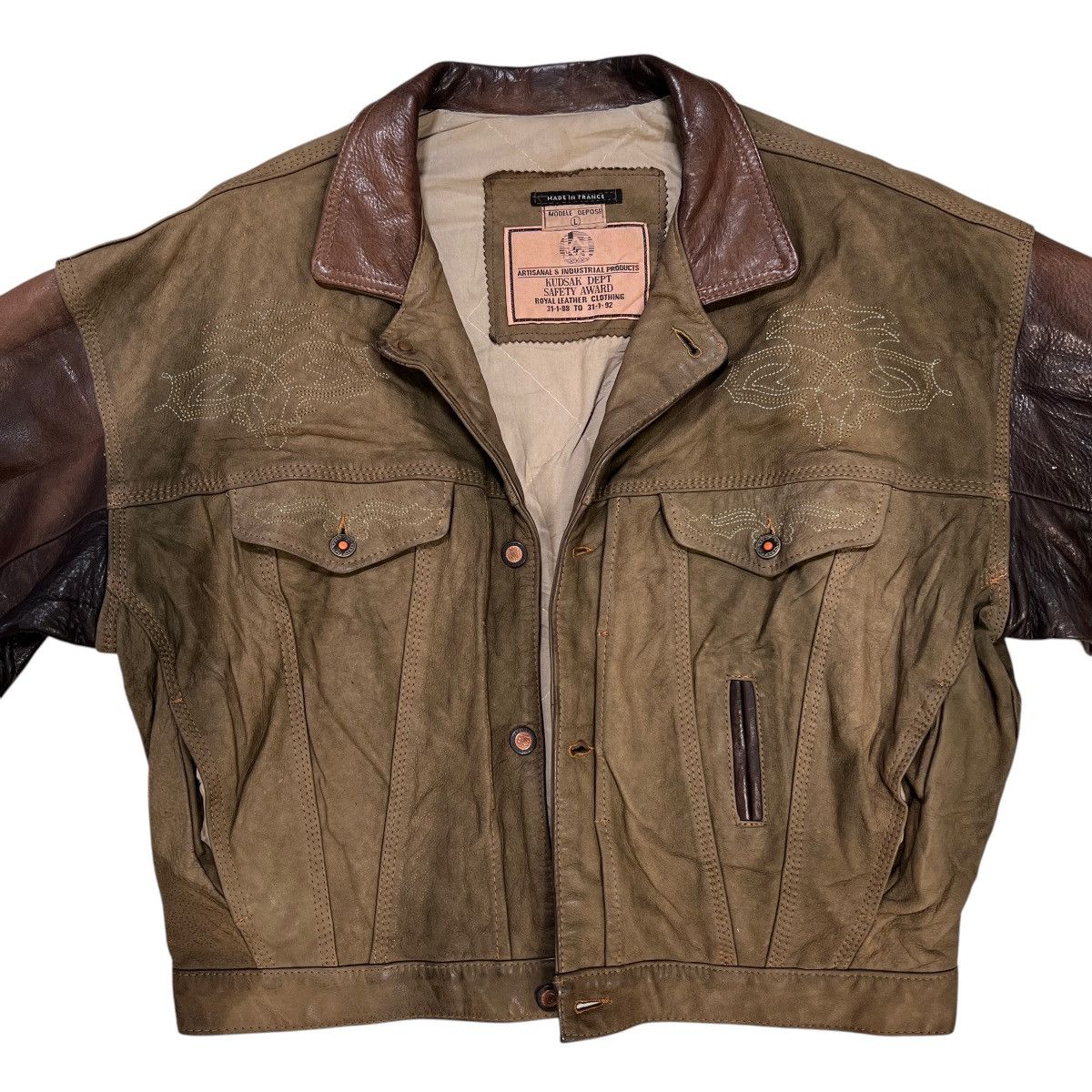 Artisan Outfitters 💥 Vintage Kudsak Artisanal Industrial Product Leather Jacket Size US L / EU 52-54 / 3 - 8 Thumbnail