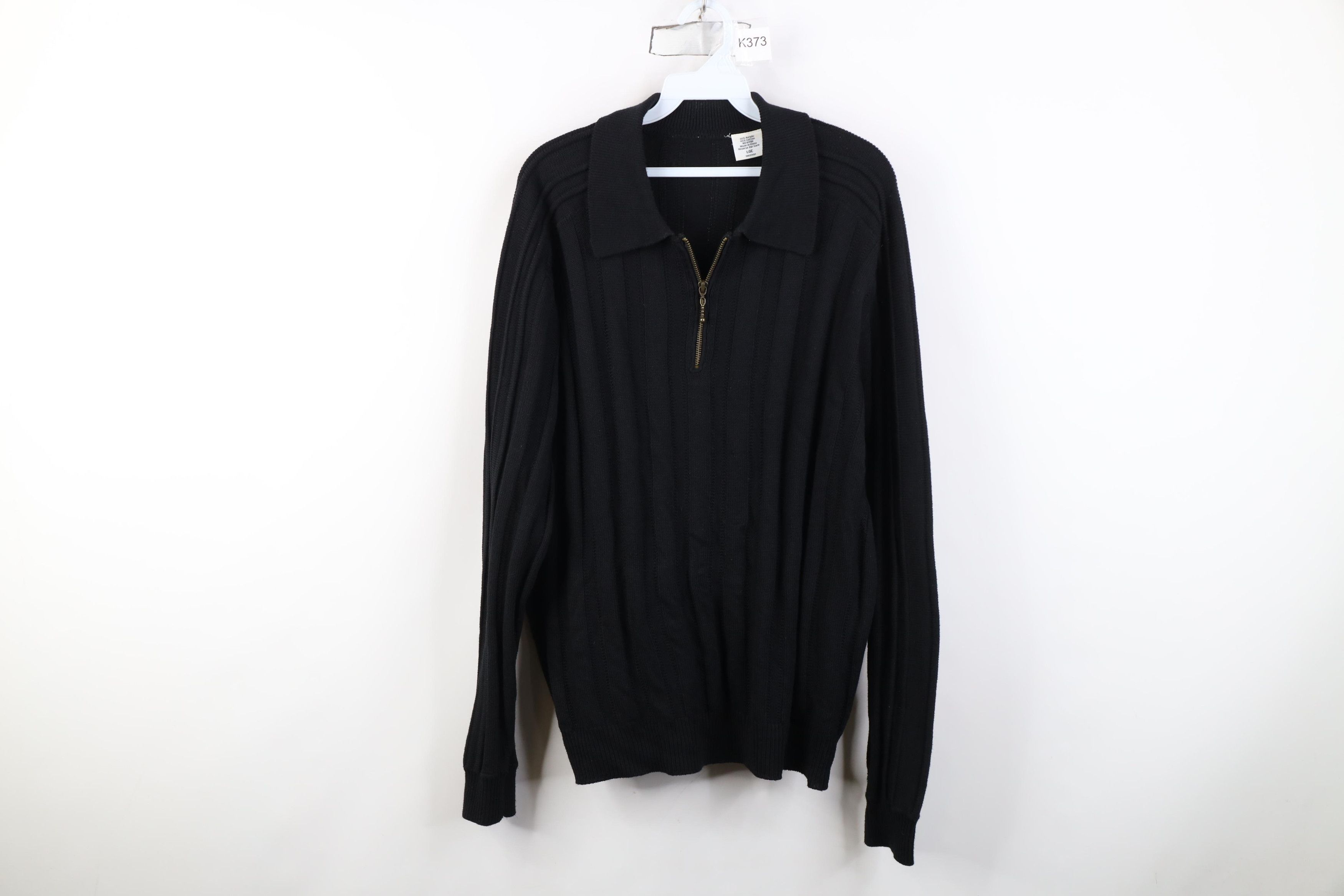 Vintage Vintage 90s Streetwear Ribbed Knit Collared Sweater Black Size US L / EU 52-54 / 3 - 1 Thumbnail