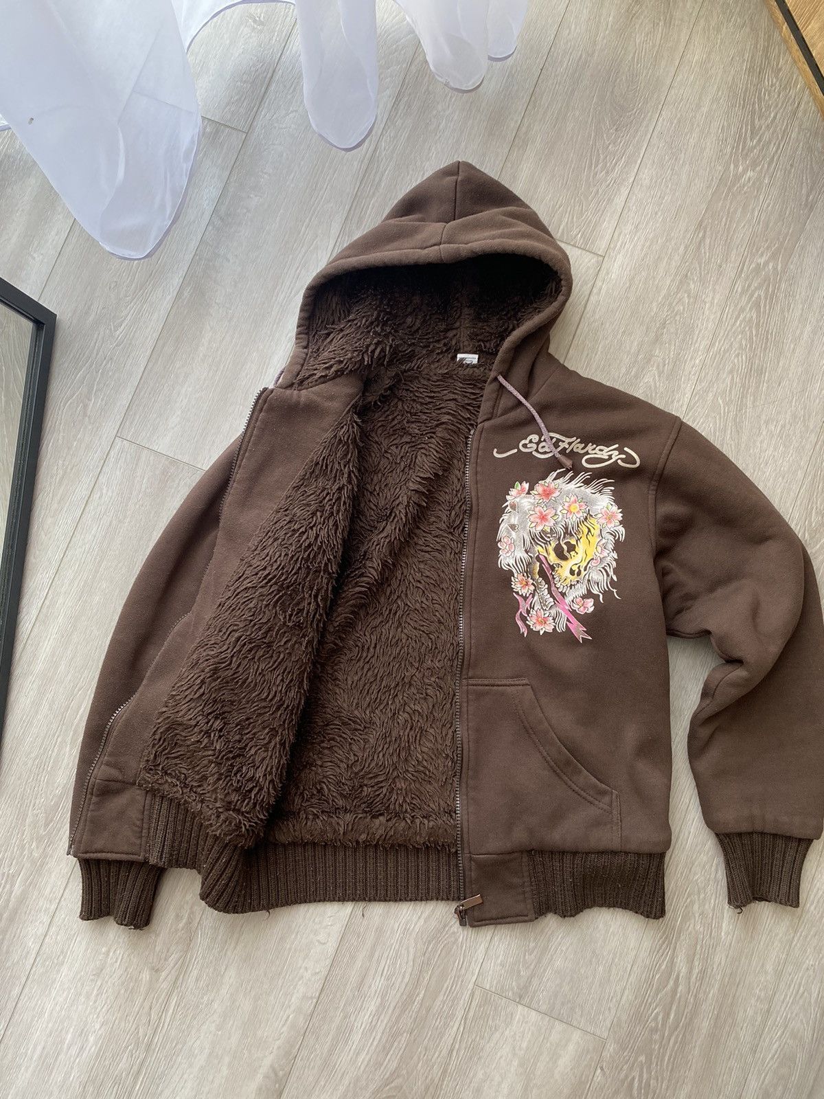 Christian Audigier × Ed Hardy 💥RARE💥 Ed Hardy cozy fur zip up hoodie y2k tatoo swag drip Size M / US 6-8 / IT 42-44 - 5 Thumbnail