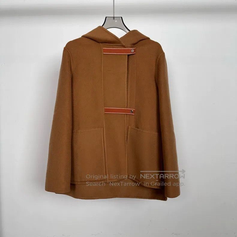 Hermes Hermes Orange Cashmere Hooded Short Coat Size XXS / US 00 / IT 34 - 1 Thumbnail