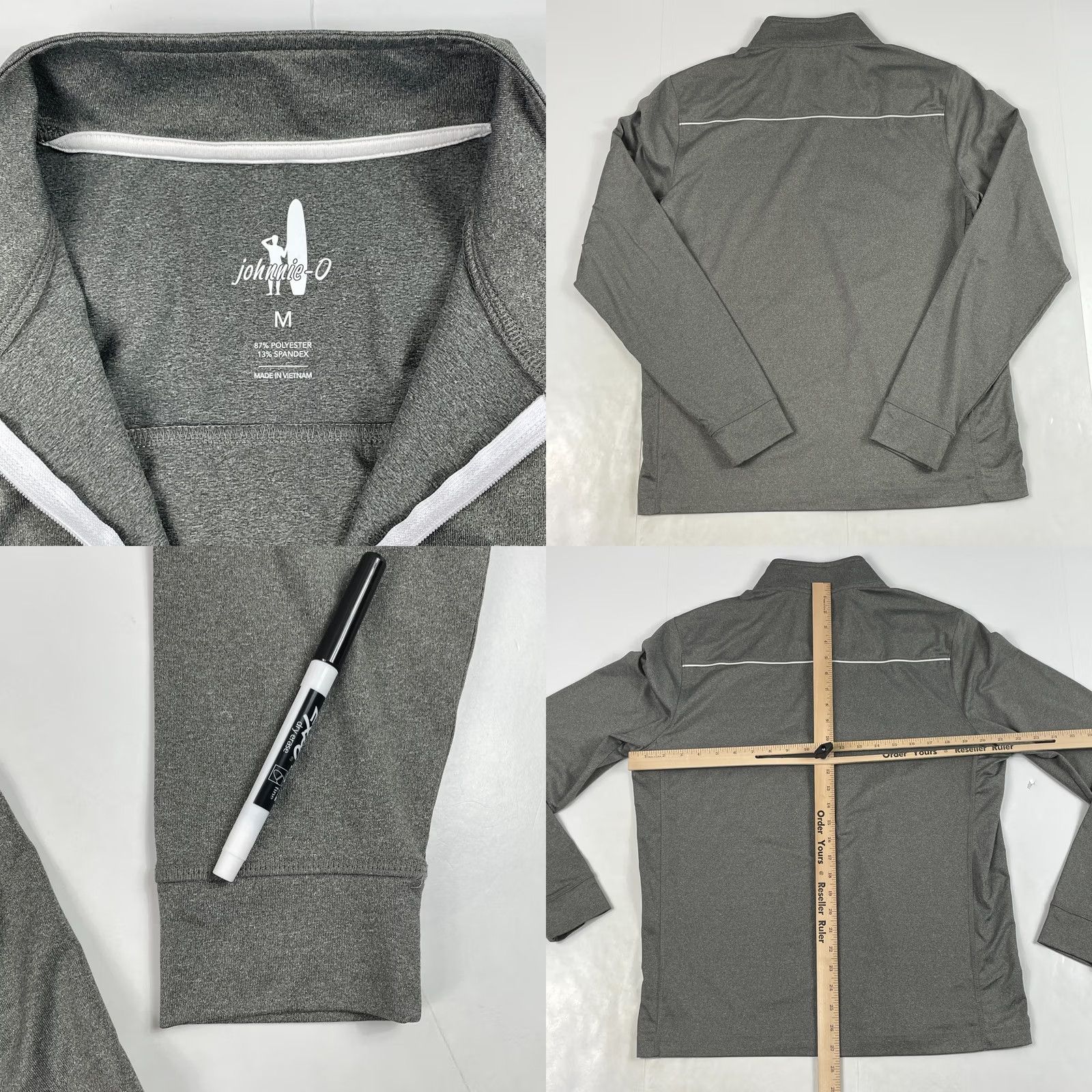 johnnie-O johnnie-O Shirt Men Medium Gray Golf 1/4 Zip Pullover Golfer Golfing Performance Size US M / EU 48-50 / 2 - 8 Thumbnail