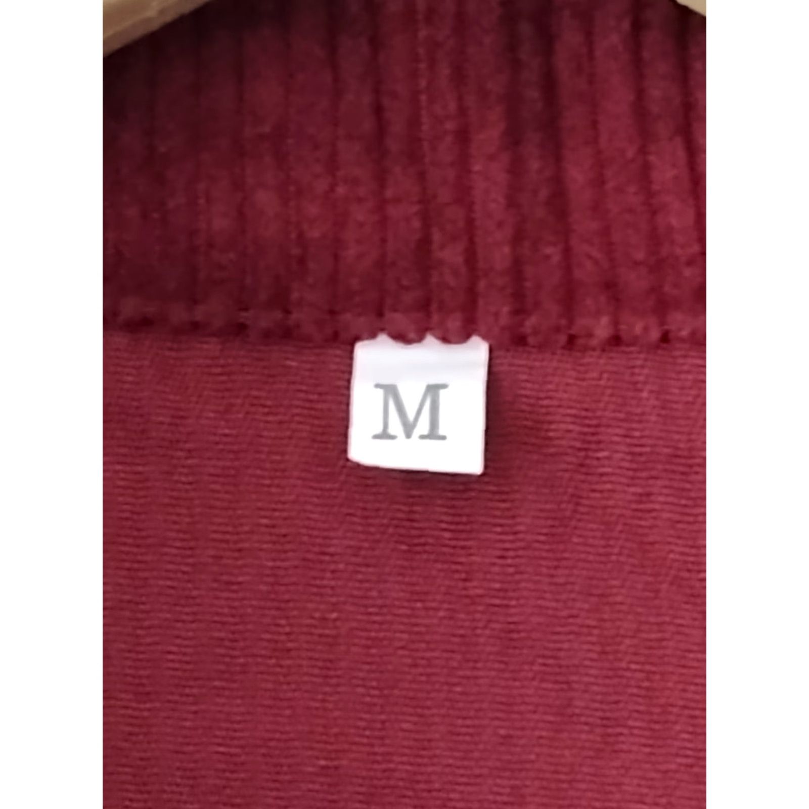 Vintage Red Wine Corduroy Button-Up Shirt Collared, 100% Cotton, M, Women, Long Sleeve, Solid, Vintage No, Casual, Lightweight Heavyweight? Size M / US 6-8 / IT 42-44 - 6 Thumbnail