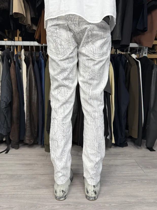 Just Cavalli 2000s Cavalli Earthquake Cracked White Print Pants Size US 30 / EU 46 - 4 Thumbnail