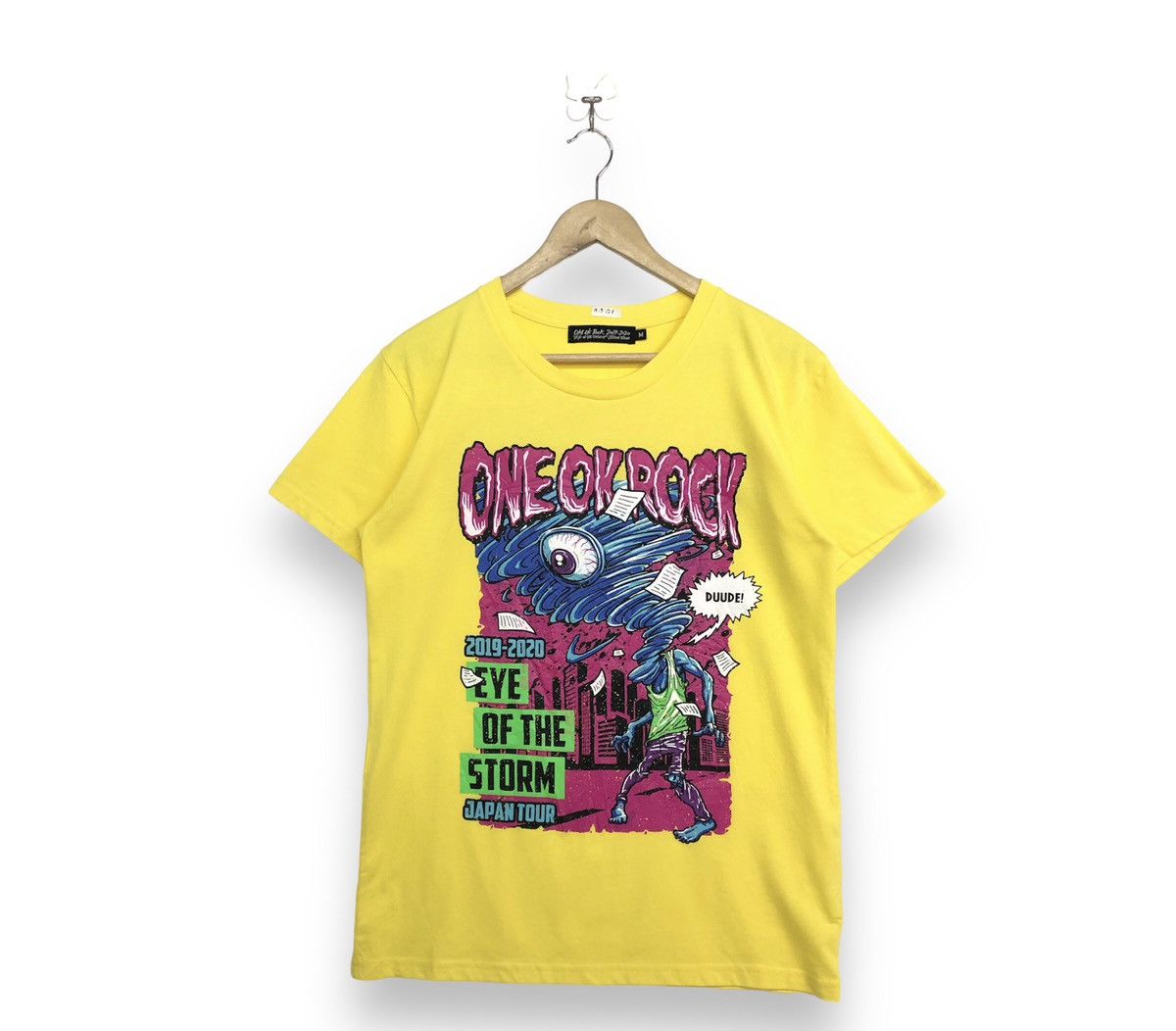 image of Band Tees x Rock Band One Ok Rock Japanese Rock Band Eye Of The Storm Tshirt in Yellow (Size Medium