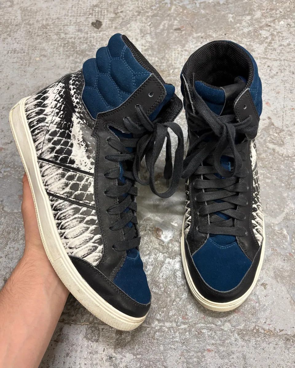 Just Cavalli AW2008 Cavalli Snakeskin Effect Blue & Black High Sneakers Size US 9.5 / EU 42-43 - 1 Thumbnail