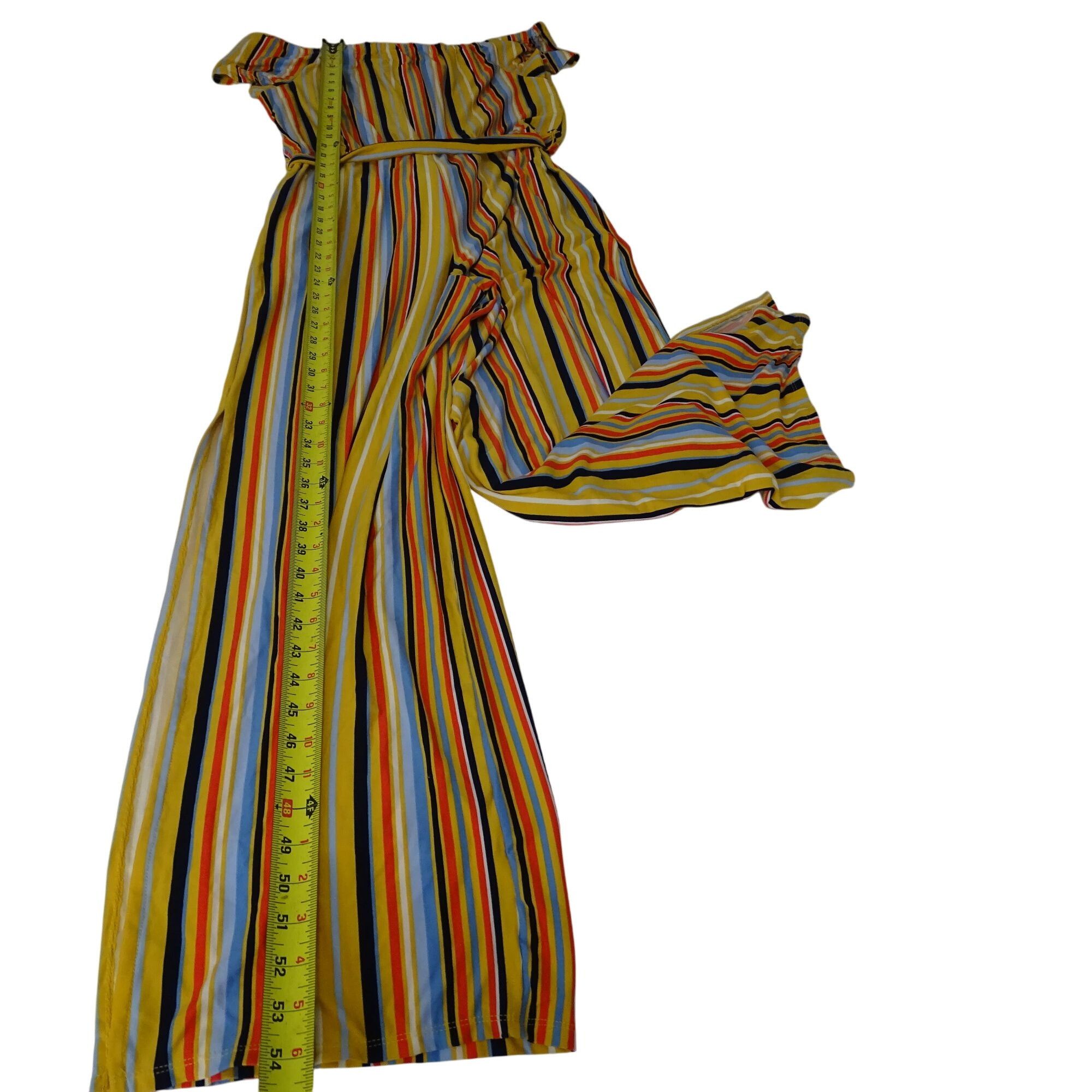 Other Eye Candy Multicolor Striped Off-Shoulder Jumpsuit Size 1X Size 40" / US 18 - 14 Thumbnail